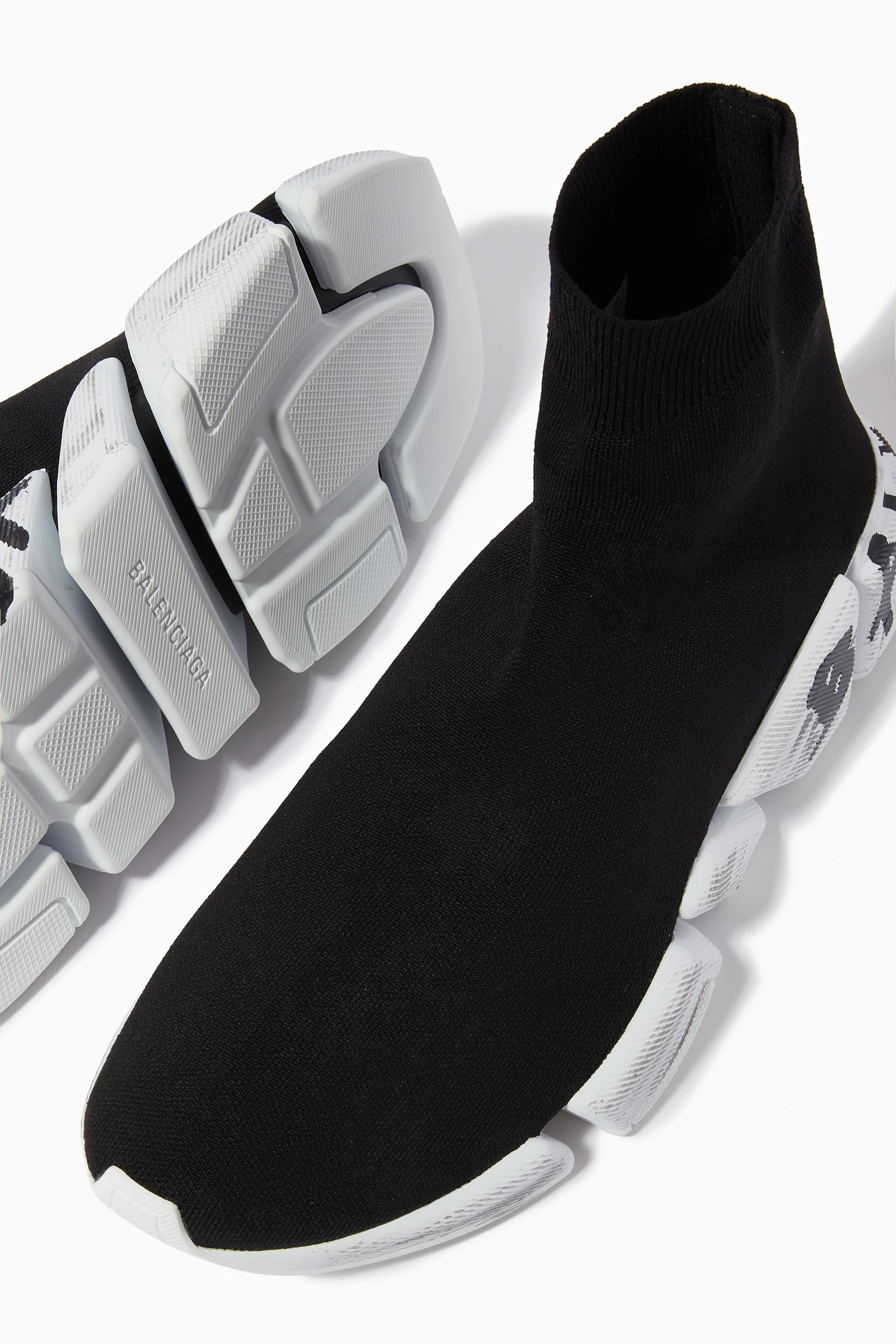 Buy Balenciaga Black Speed 2.0 Graffiti Sneakers in Recycled Knit For Men Online Ounass Saudi