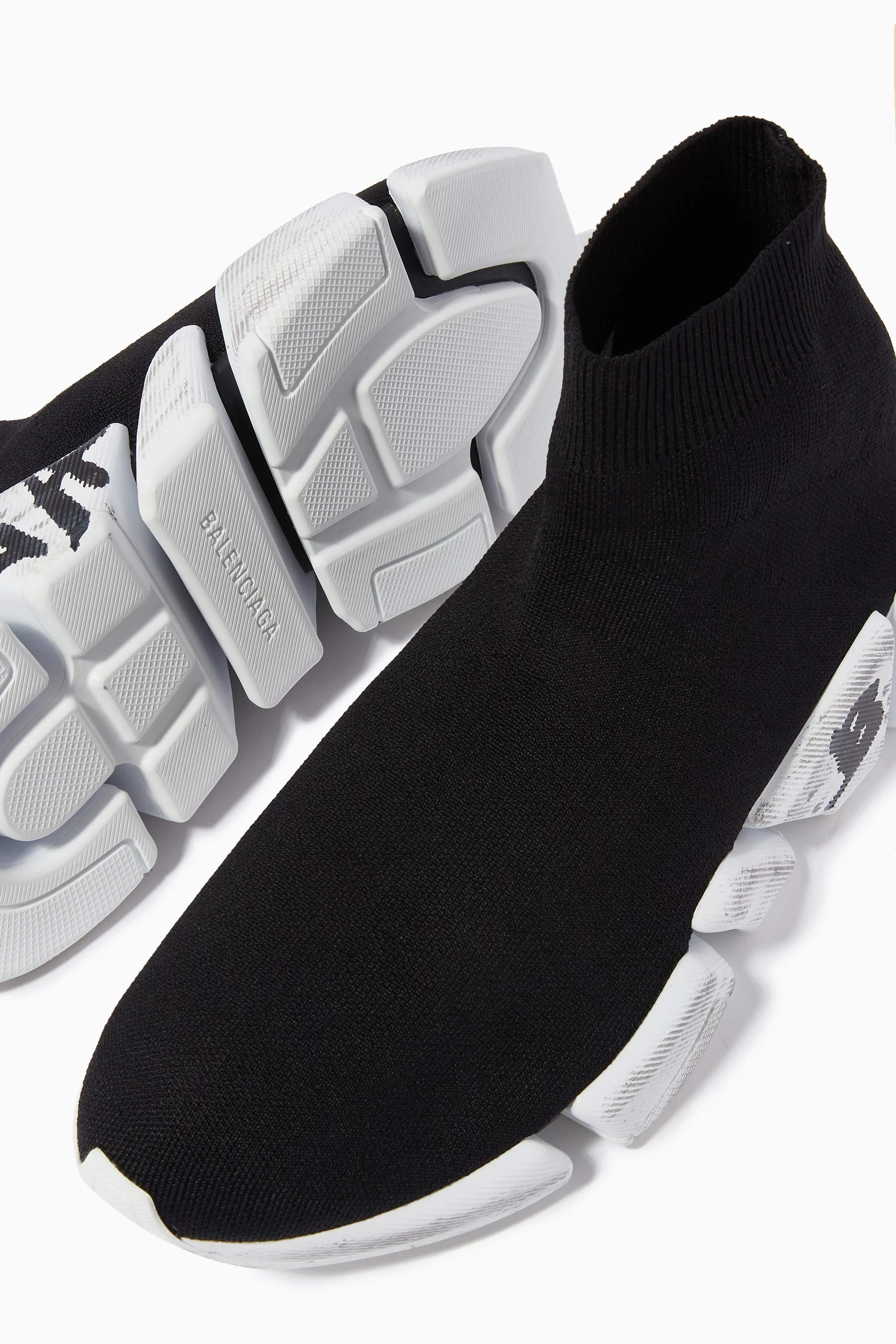 Buy Balenciaga Black Speed 2.0 Graffiti Sneakers in Recycled Knit For Women Online Ounass Saudi