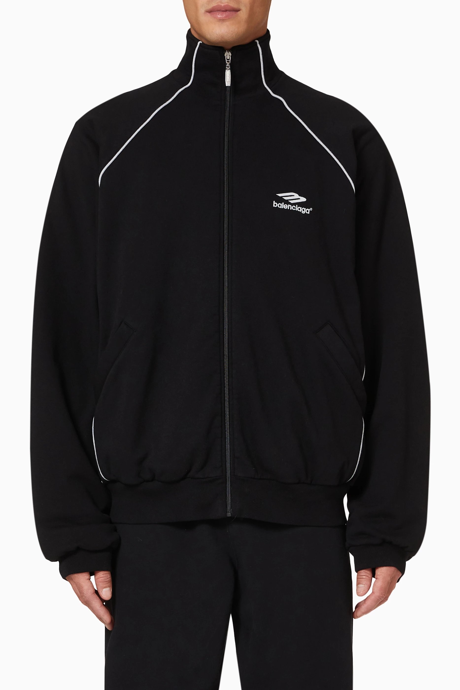 ジャケット・アウター Balenciaga3B Sports Icon tracksuit shirt Buy Balenciaga Black 3B Sports Icon Tracksuit Jacket in Fleece For