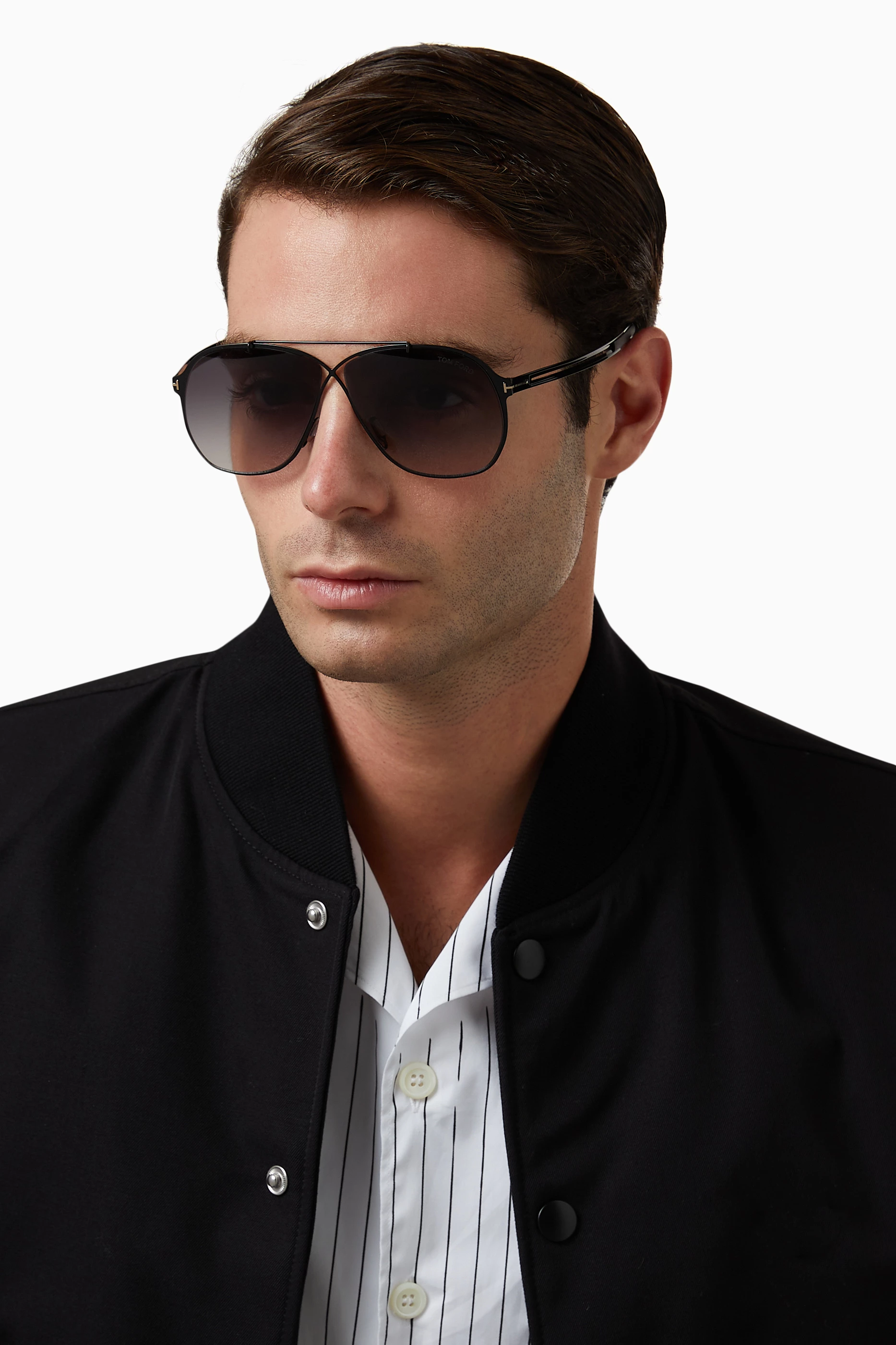 Buy TOM FORD Black Orson Pilot Sunglasses in Metal For Men 