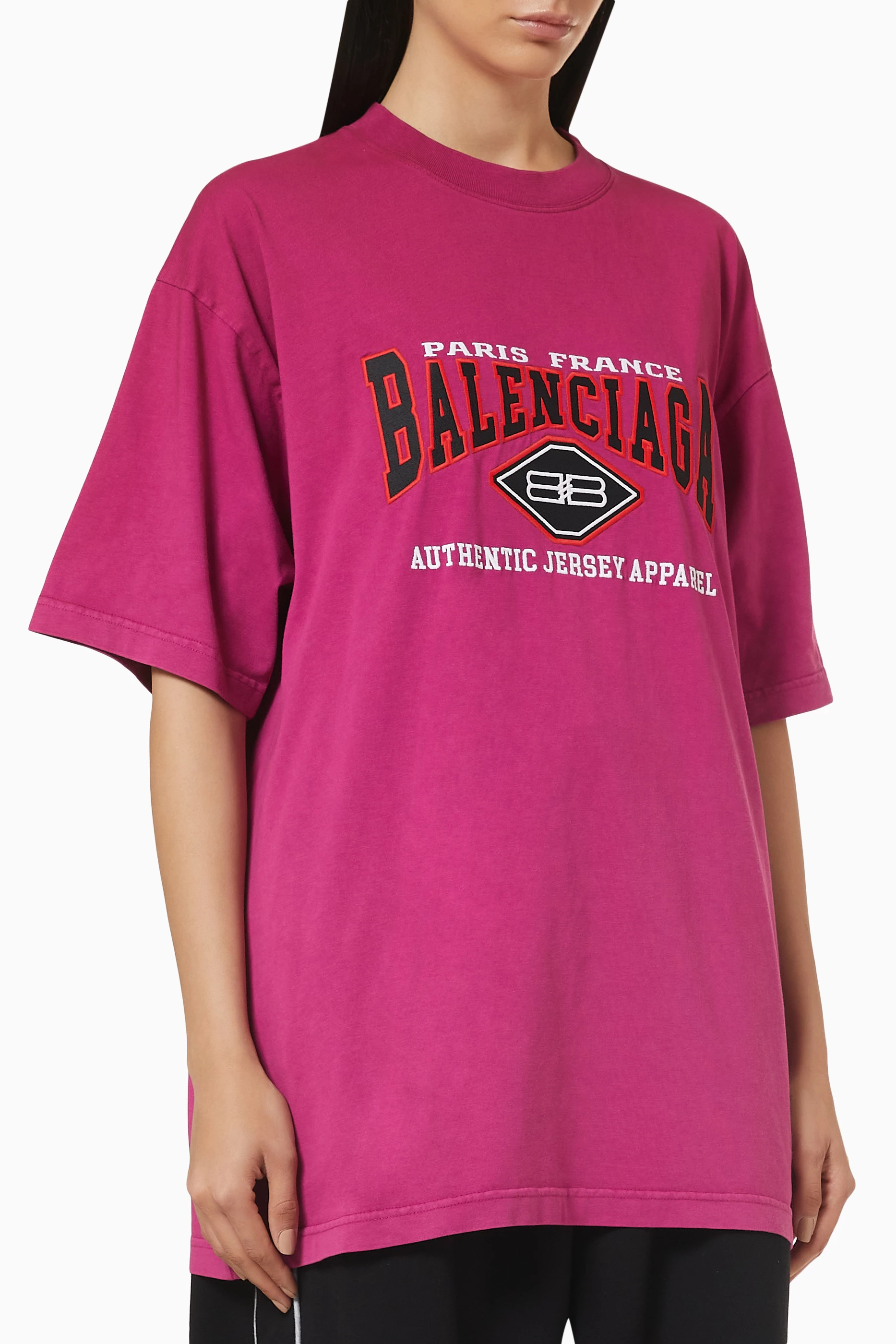 Buy Balenciaga Pink B Authentic T-shirt in Jersey For Women Online 