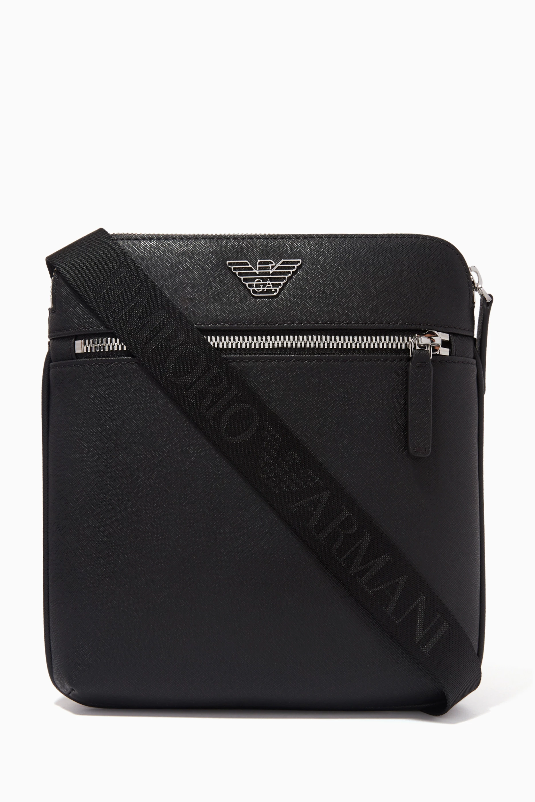 Buy Emporio Armani Black Crossbody Bag in Faux Leather For Men Online Ounass Saudi