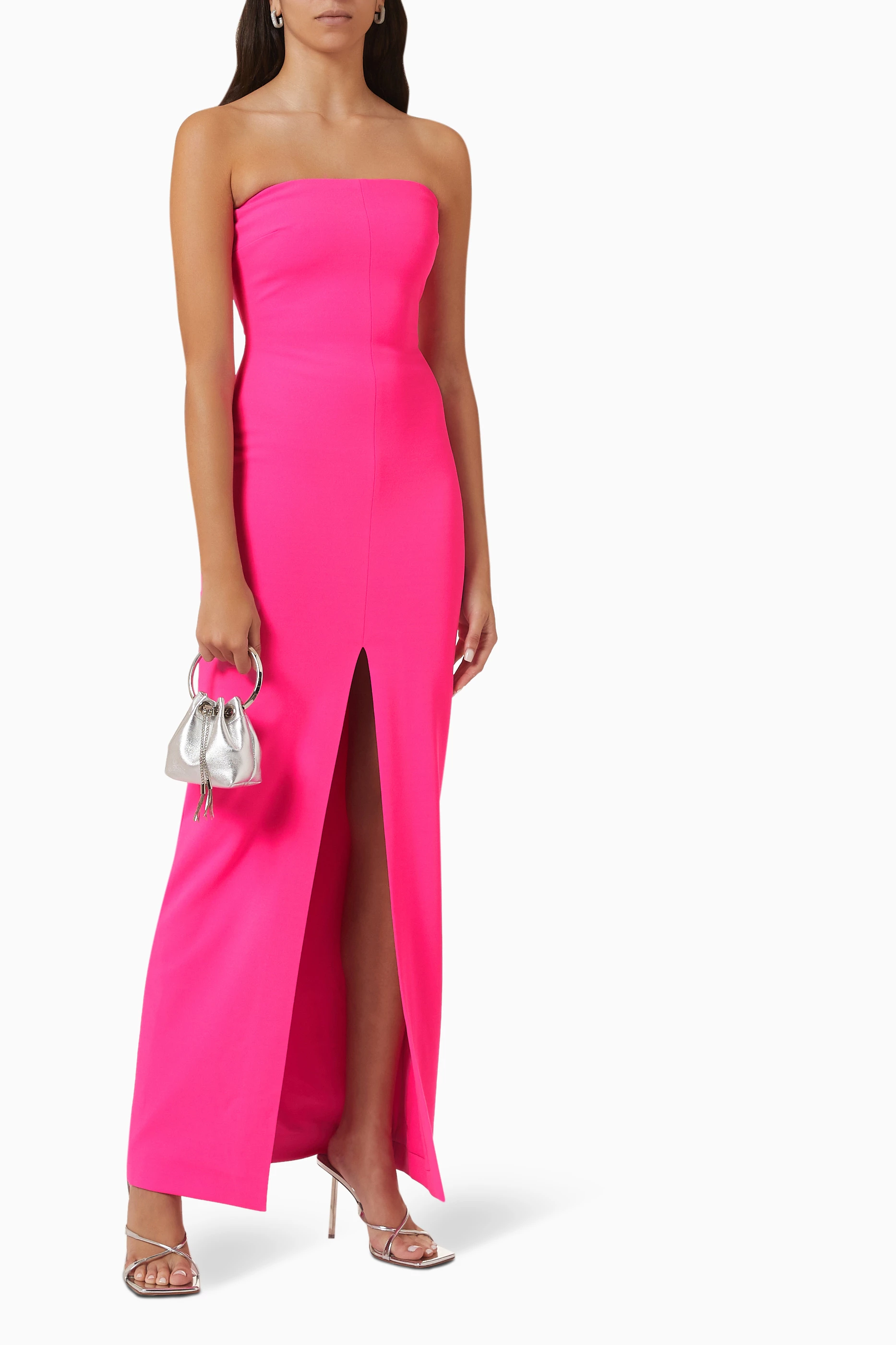 Buy Solace London Pink Bysha Maxi Dress in Stretch Crêpe For