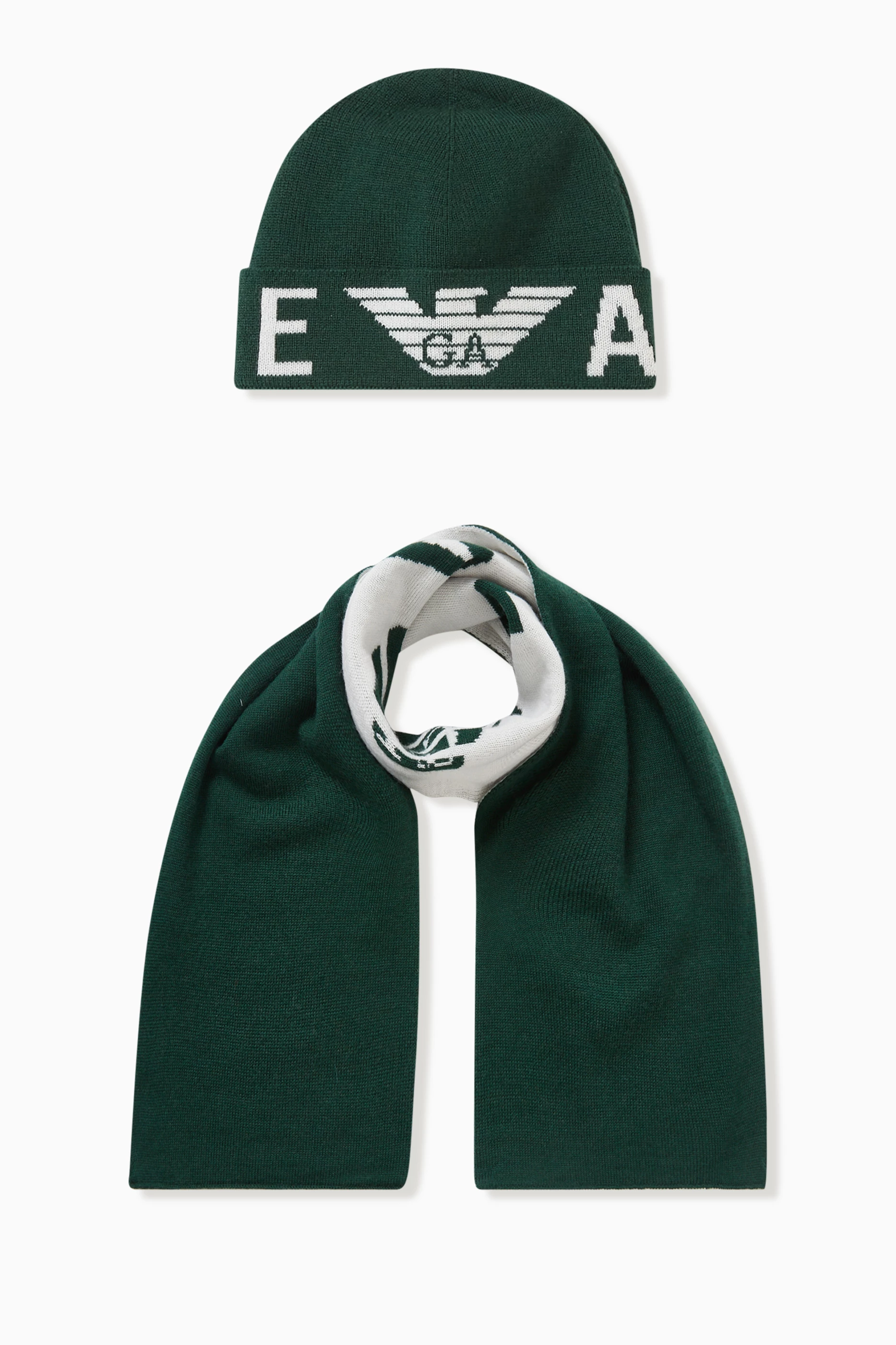 EA7 Emporio Armani olive green beanie Green EA7 Emporio Armani Reflective Woven Full Zip Hoodie  main image 2