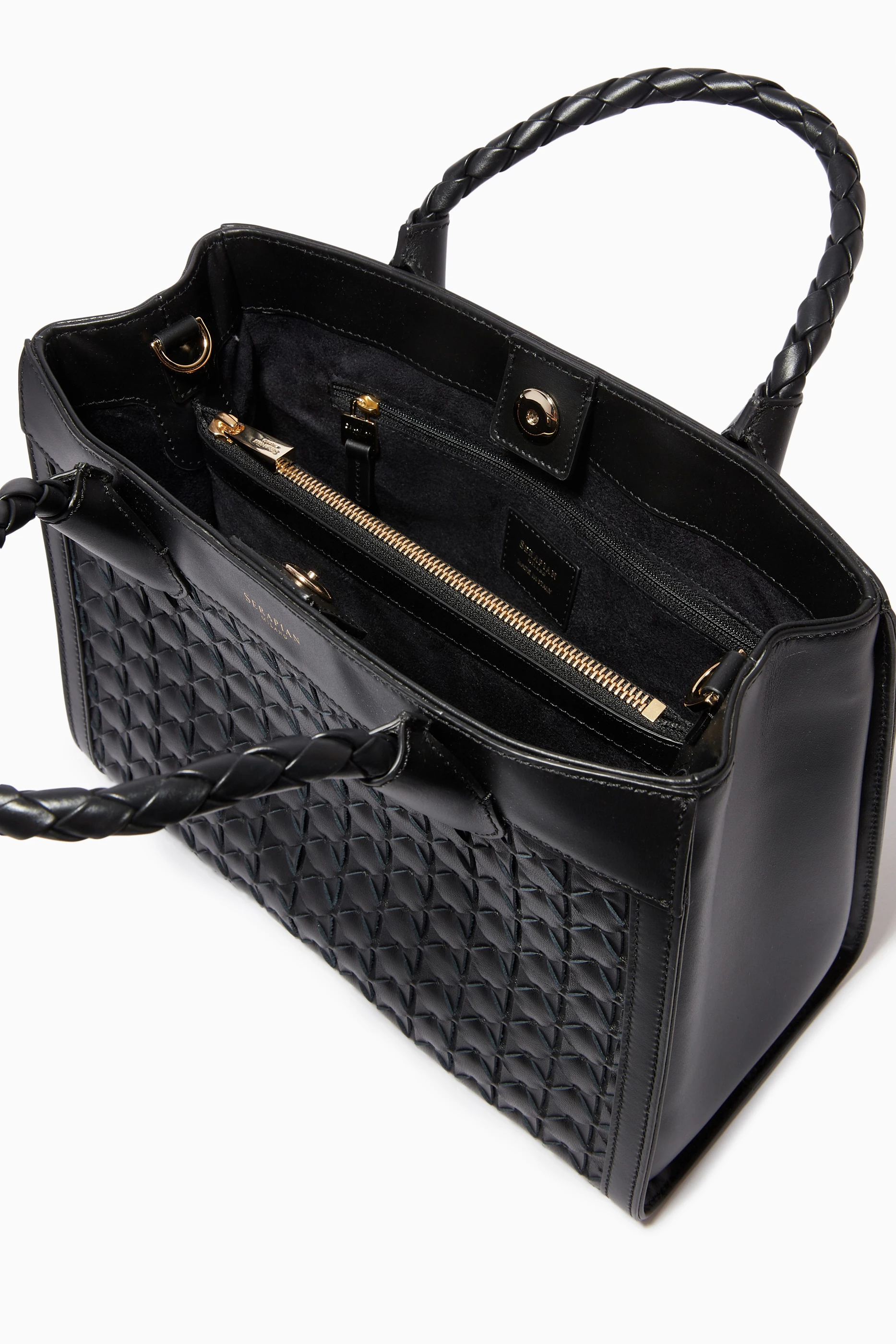Quilted nappa leather palazzo empire bag top