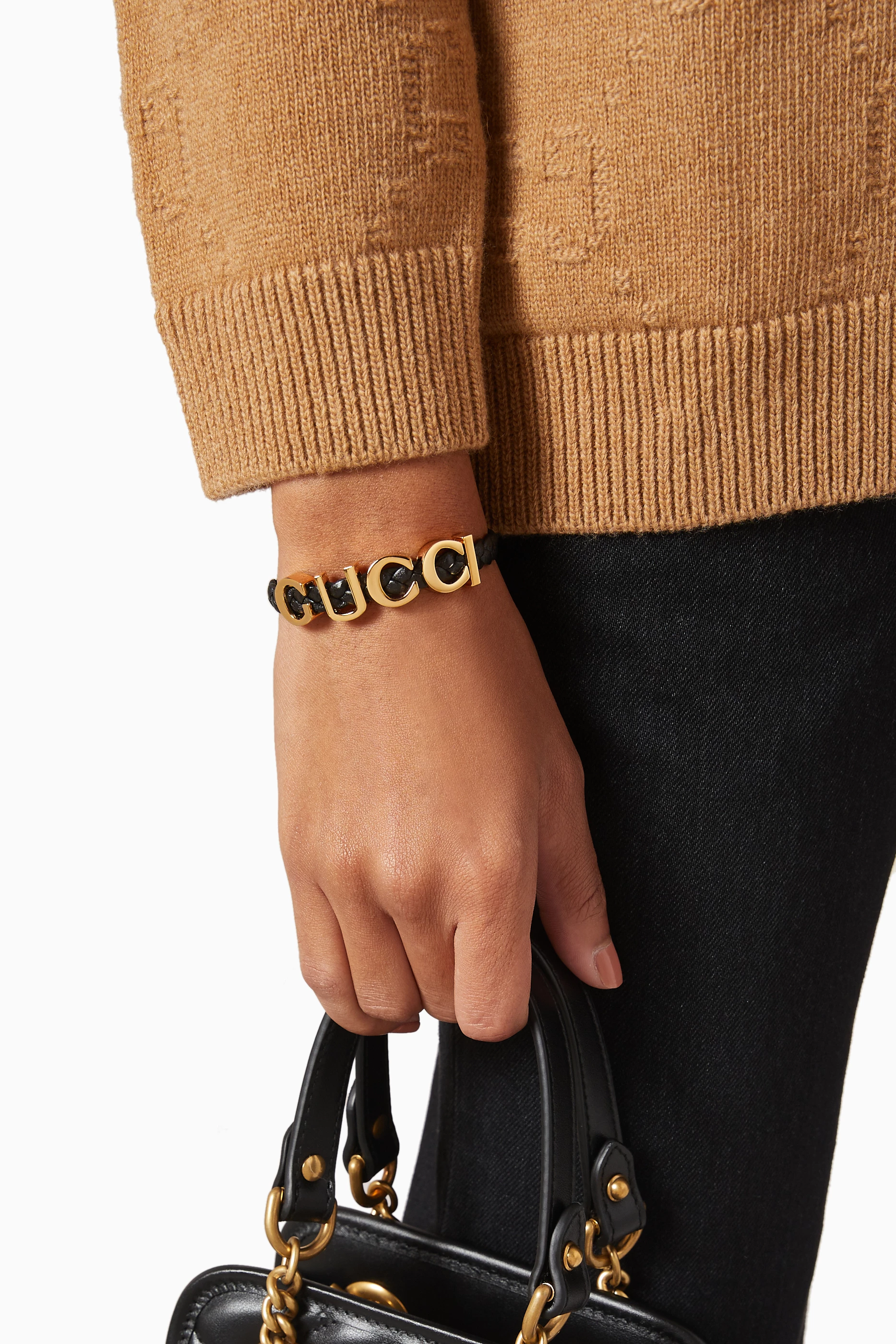 Buy Gucci Black Gucci Bracelet in Leather For Women Online Ounass Saudi