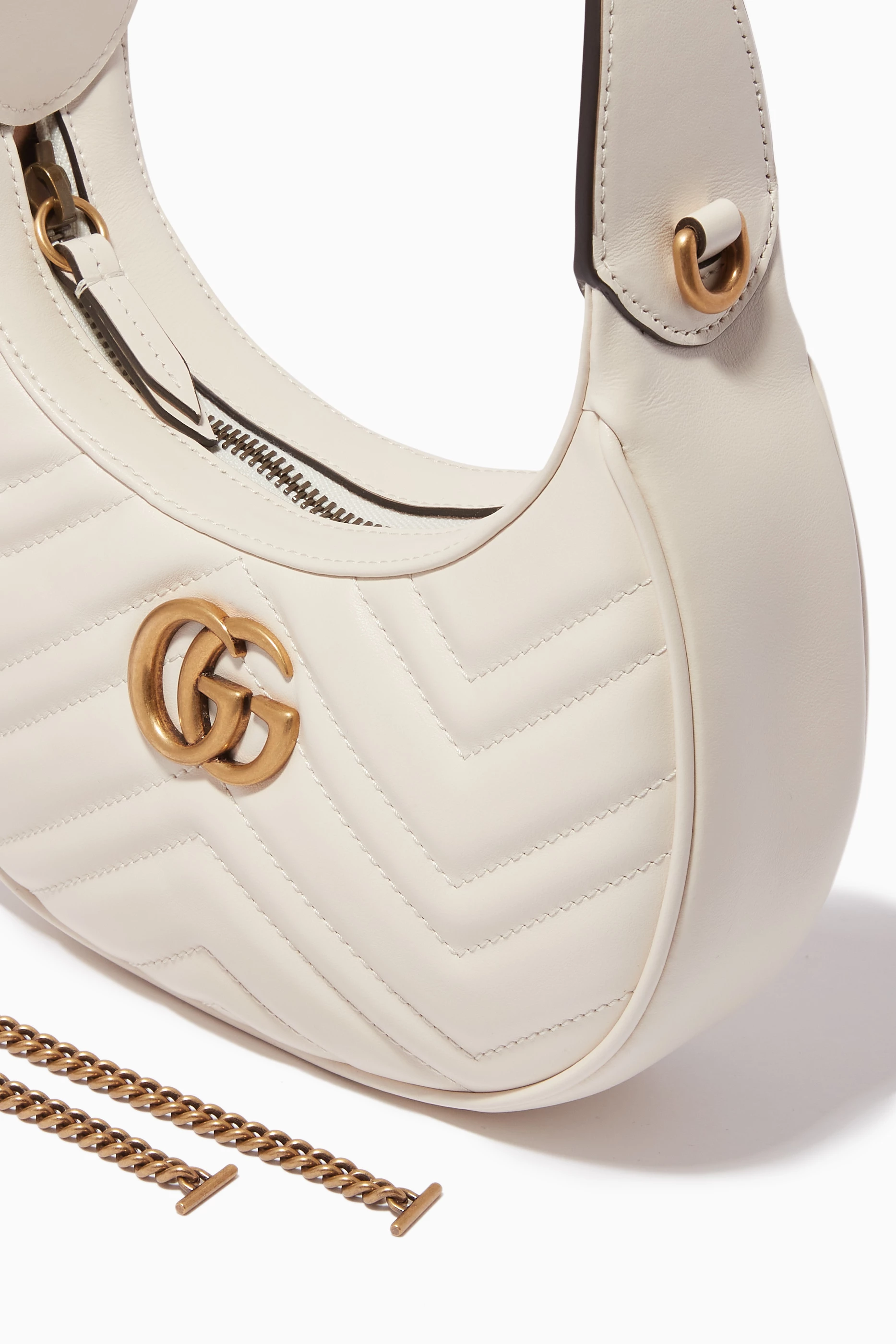 Buy Gucci White Mini GG Marmont Half-moon Bag For Women Online