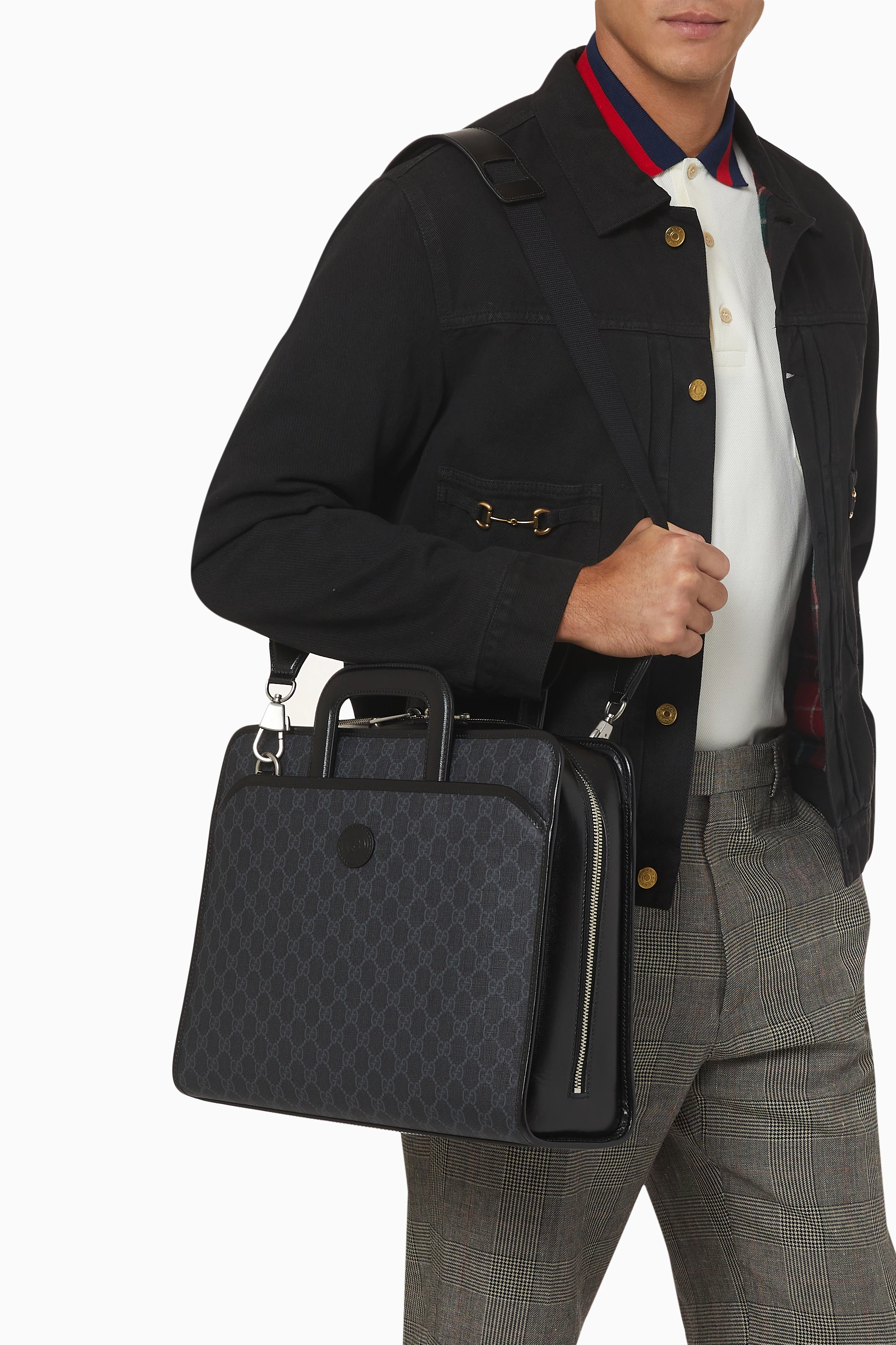Buy Gucci Black Briefcase in GG Supreme Canvas For Men Online Ounass Saudi