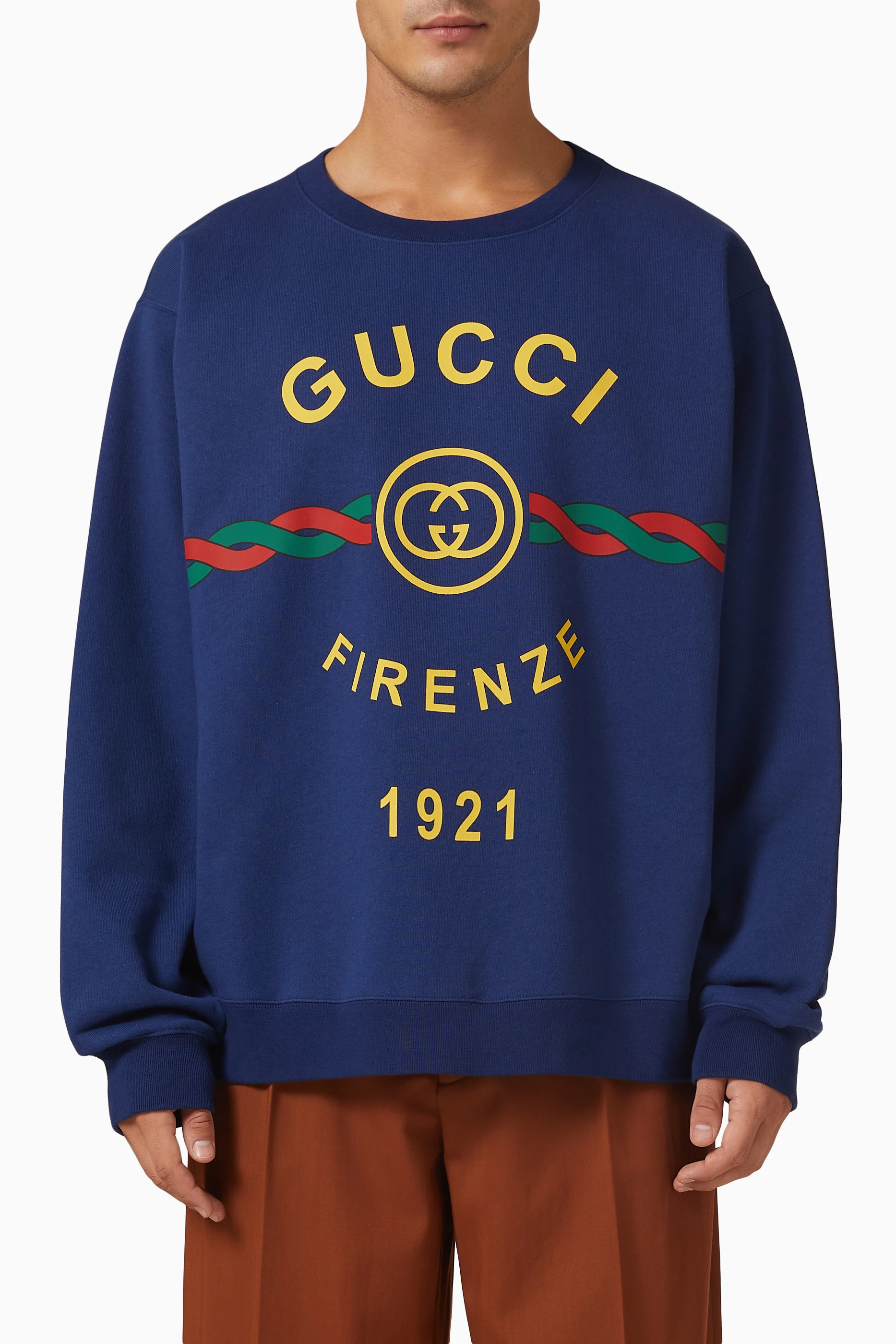 Buy Gucci Blue Gucci Firenze 1921 Sweatshirt in Felted Cotton 