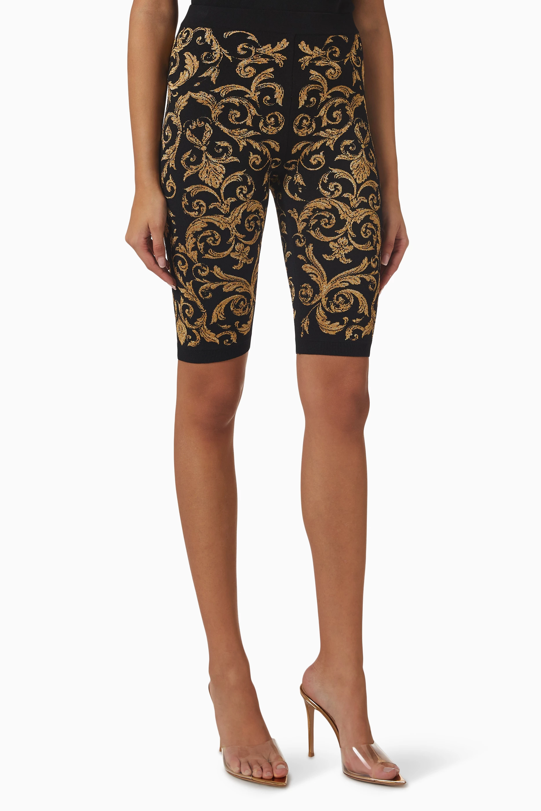 Buy Moschino Black Baroque Biker Shorts in Jacquard Lurex Knit For Women Online Ounass Saudi