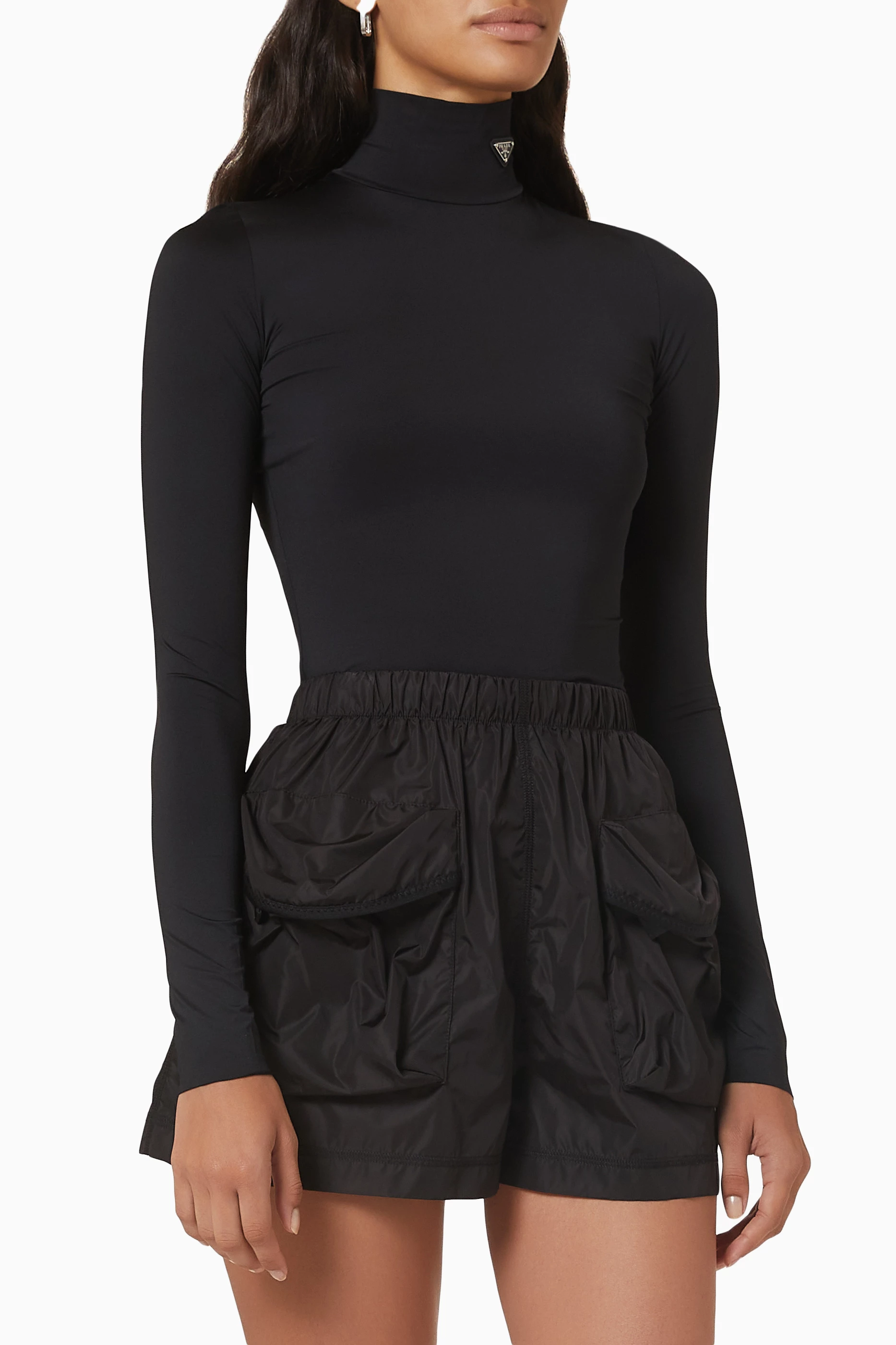 トップス PRADA 2022 Logo High Neck Top Logo jersey high-neck top in black - Prada | Mytheresa