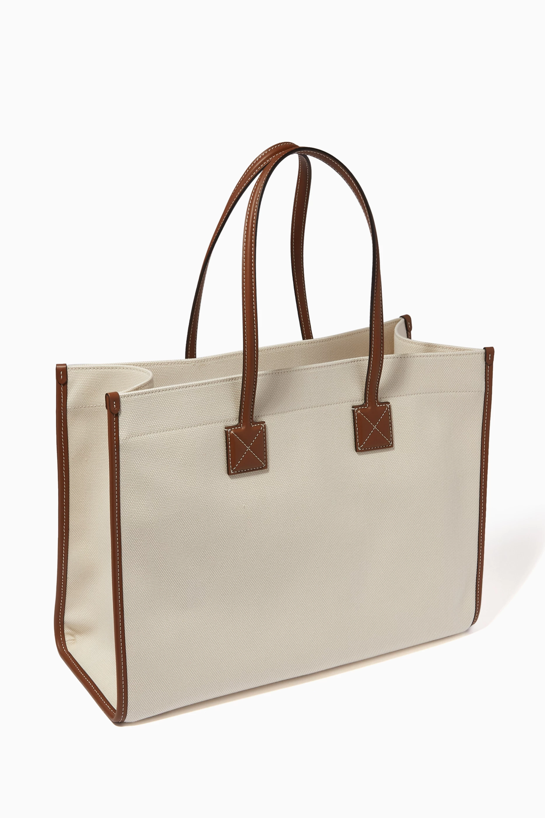 Buy Burberry Brown Freya Medium Tote Bag in Canvas & Leather