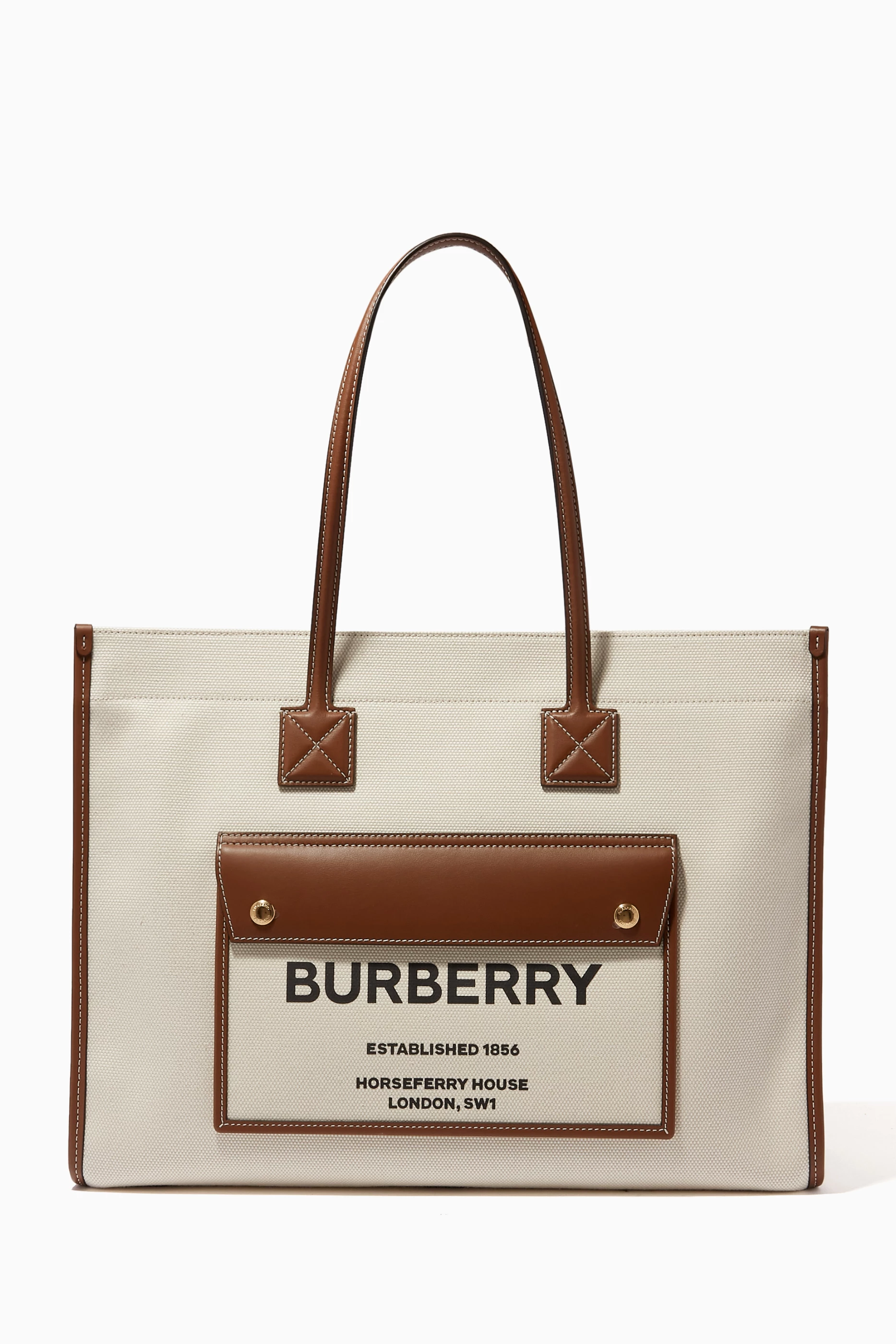Burberry logo tote best sale