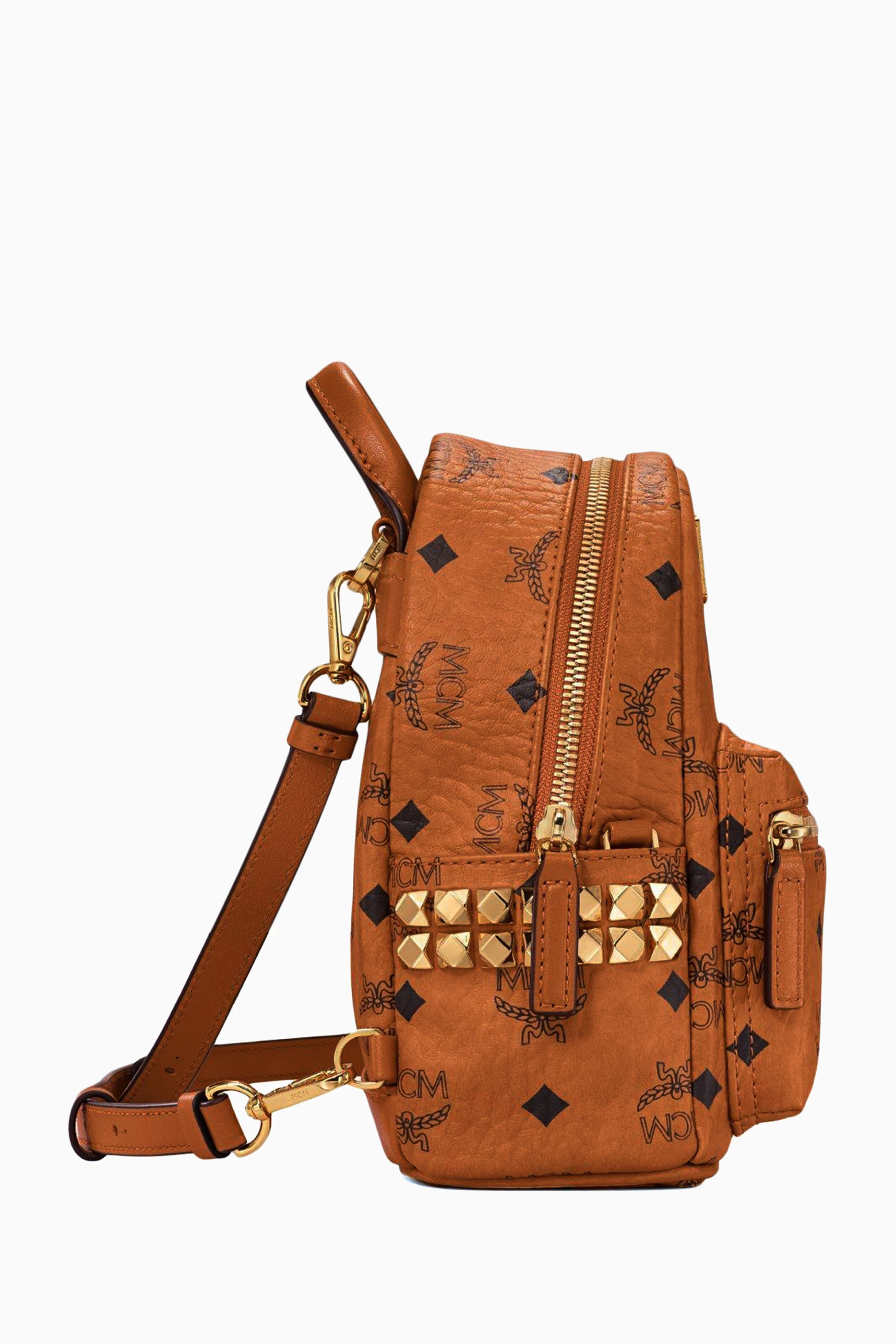 Mcm stark side studs bebe boo backpack in visetos top
