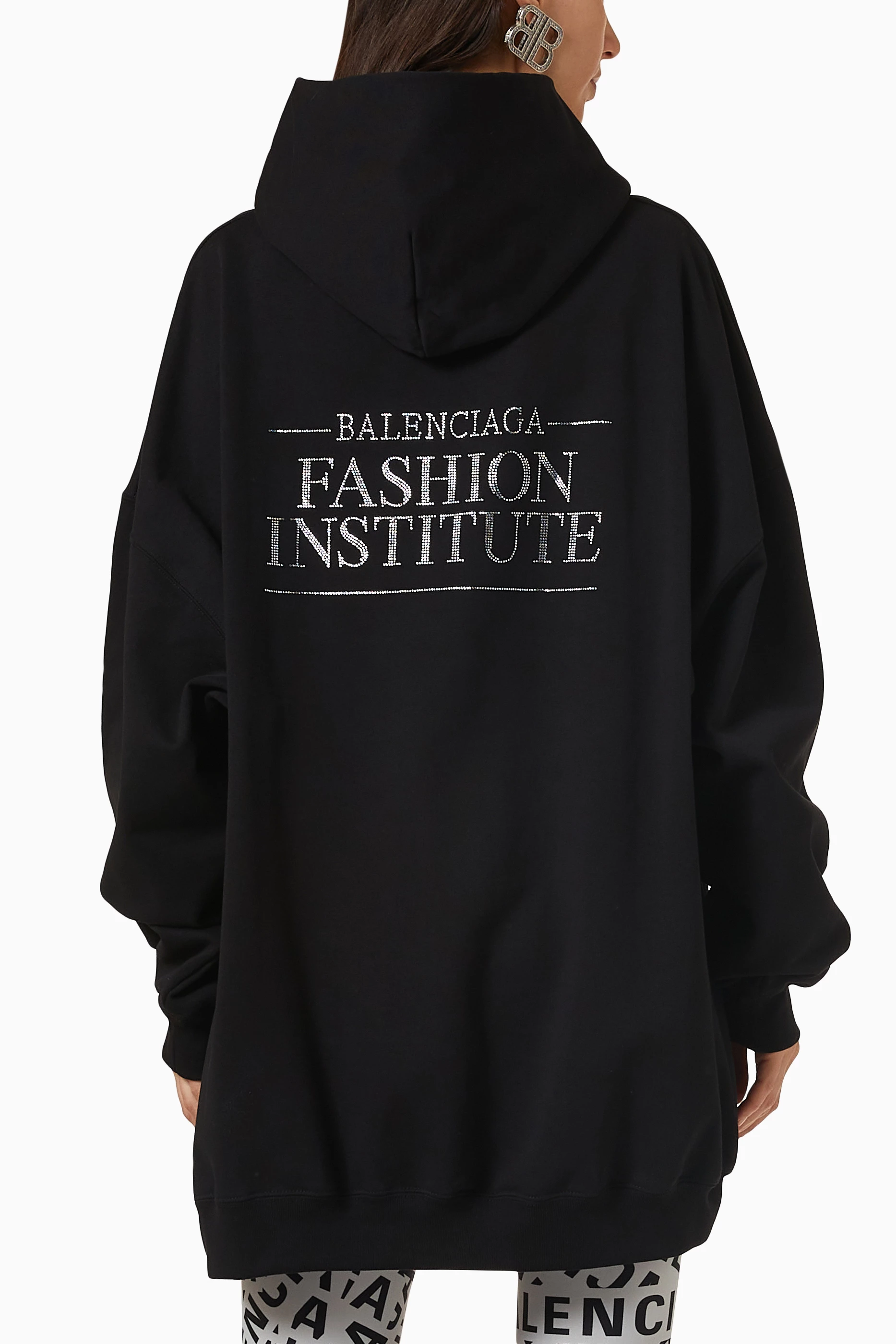 Buy Balenciaga Black Fashion Institute Large Fit Hoodie in Cotton 