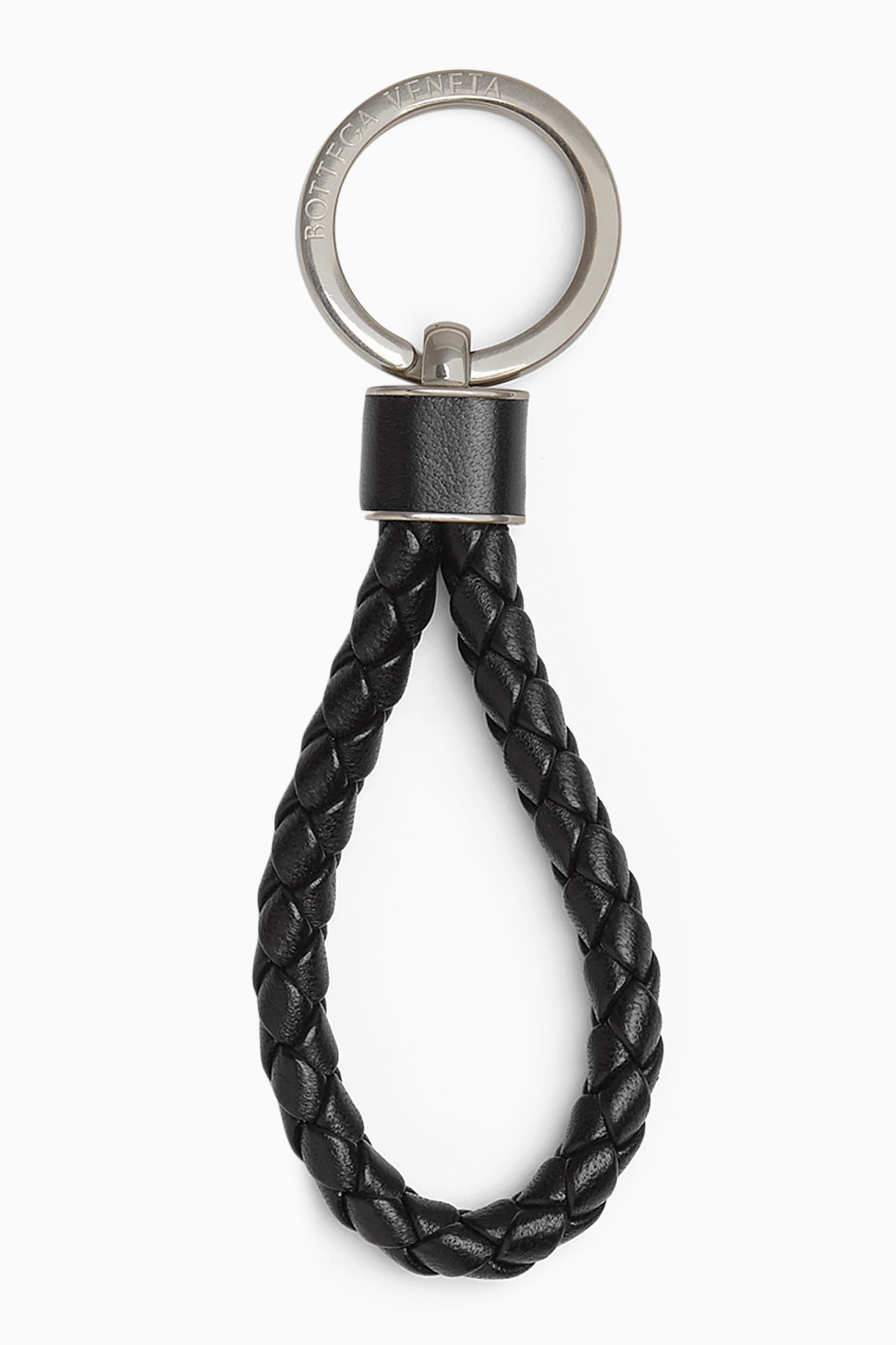 Buy Bottega Veneta Black Key Ring in Intrecciato Leather For