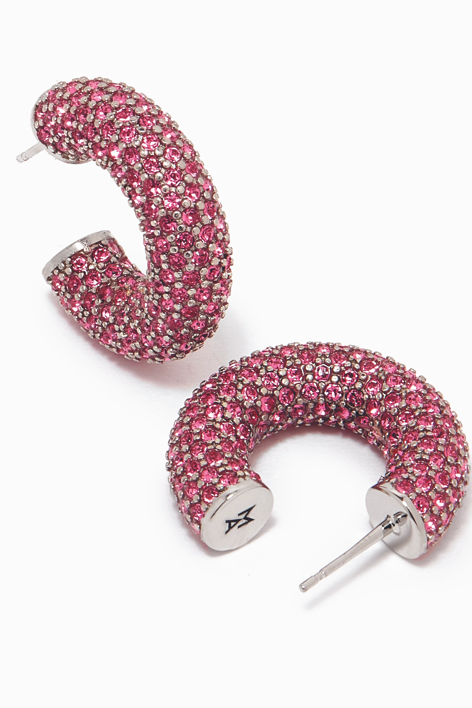 ピアス AMINA MUADDI Earring (CAMERONHOOPMINI SUN) Amina Muaddi | Cameron hoop mini white and silver crystal