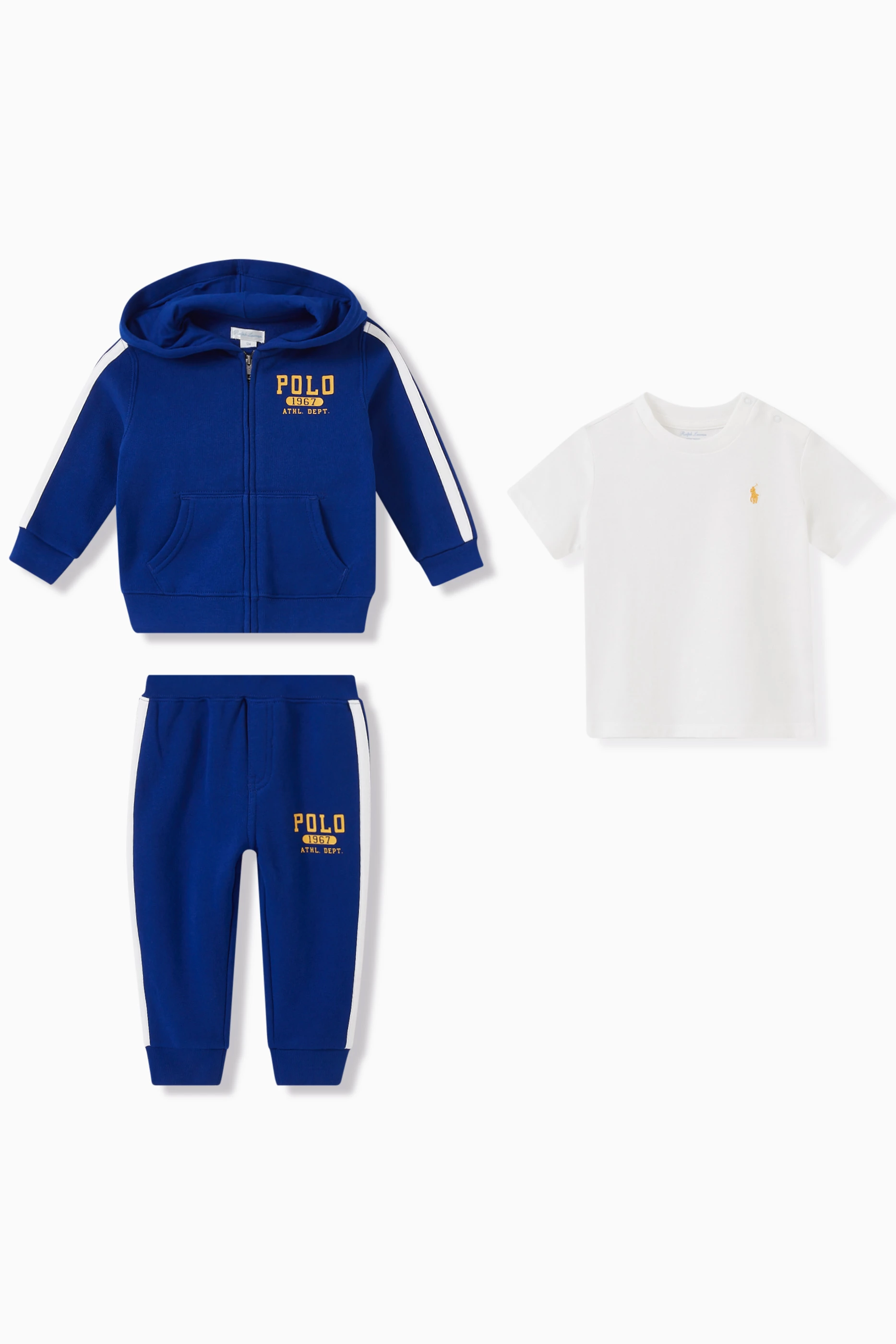 Buy Polo Ralph Lauren Blue Logo Print Tracksuit Set of Three For Baby Boys Online Ounass Saudi
