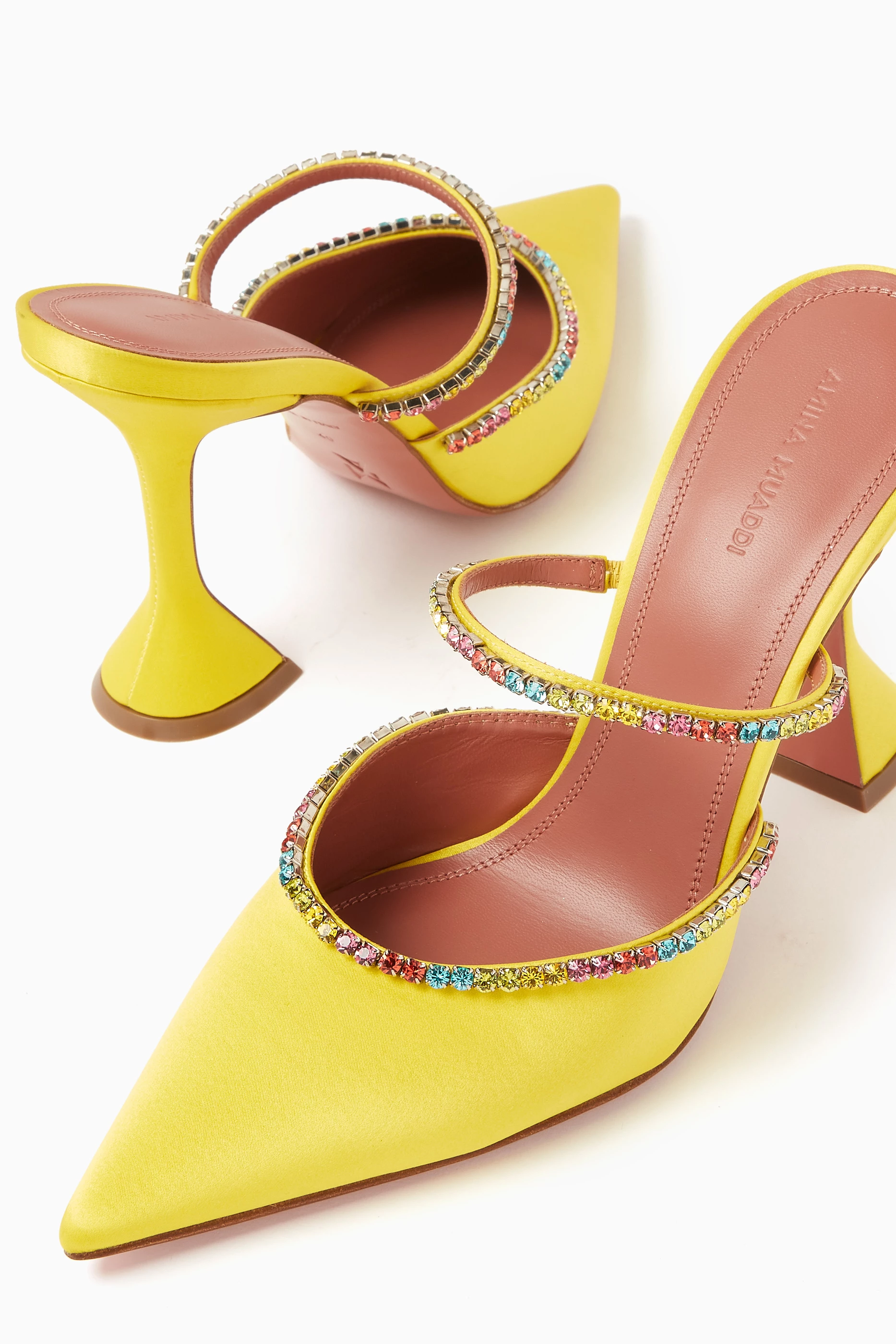 サンダル・ミュール AMINA MUADDI Pastel Yellow Leather Taylor Mules Amina Muaddi Pastel Yellow Leather Taylor Mules | italist