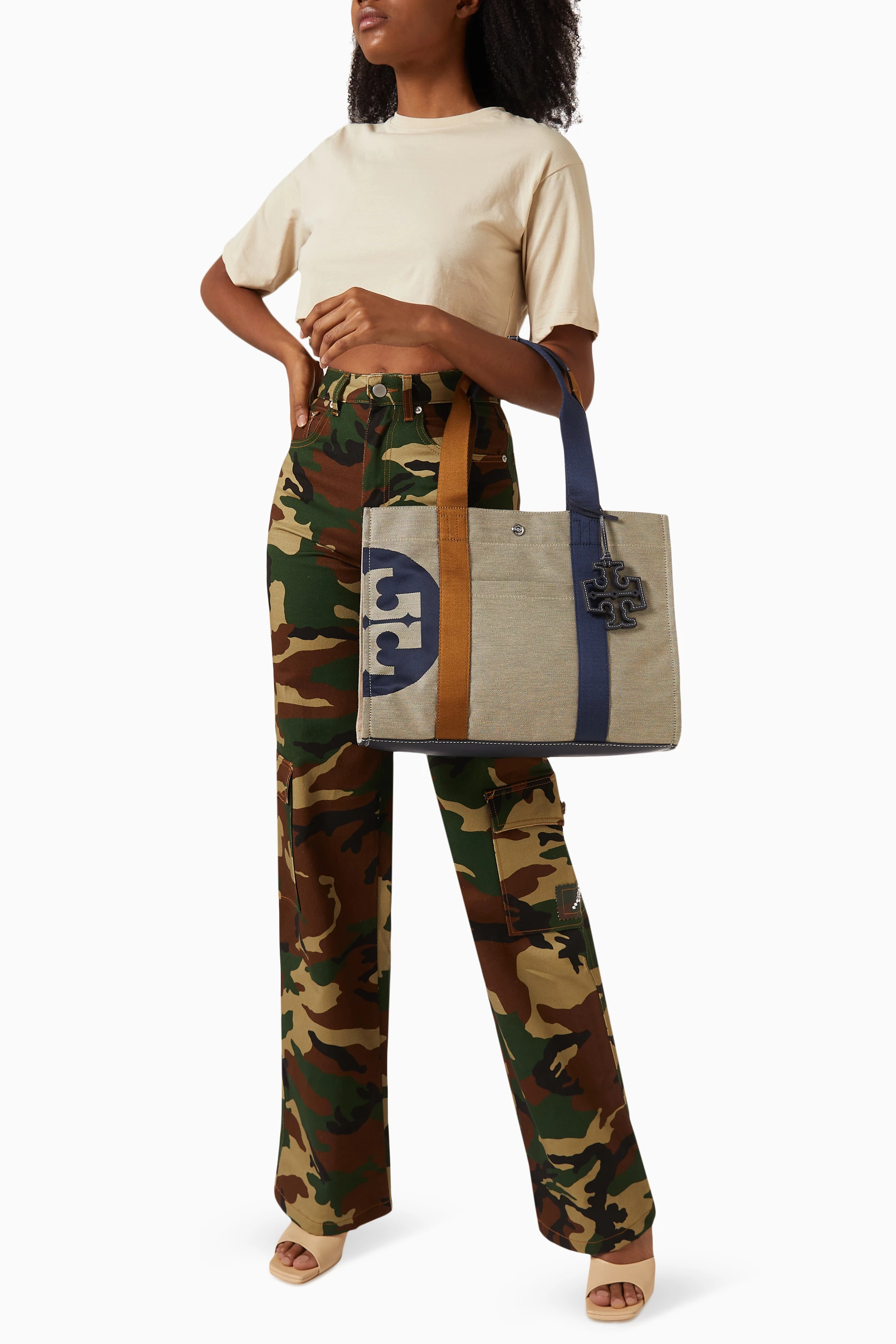 Buy Tory Burch Neutral Logo Tory Tote Bag in Canvas For Women Online Ounass Saudi