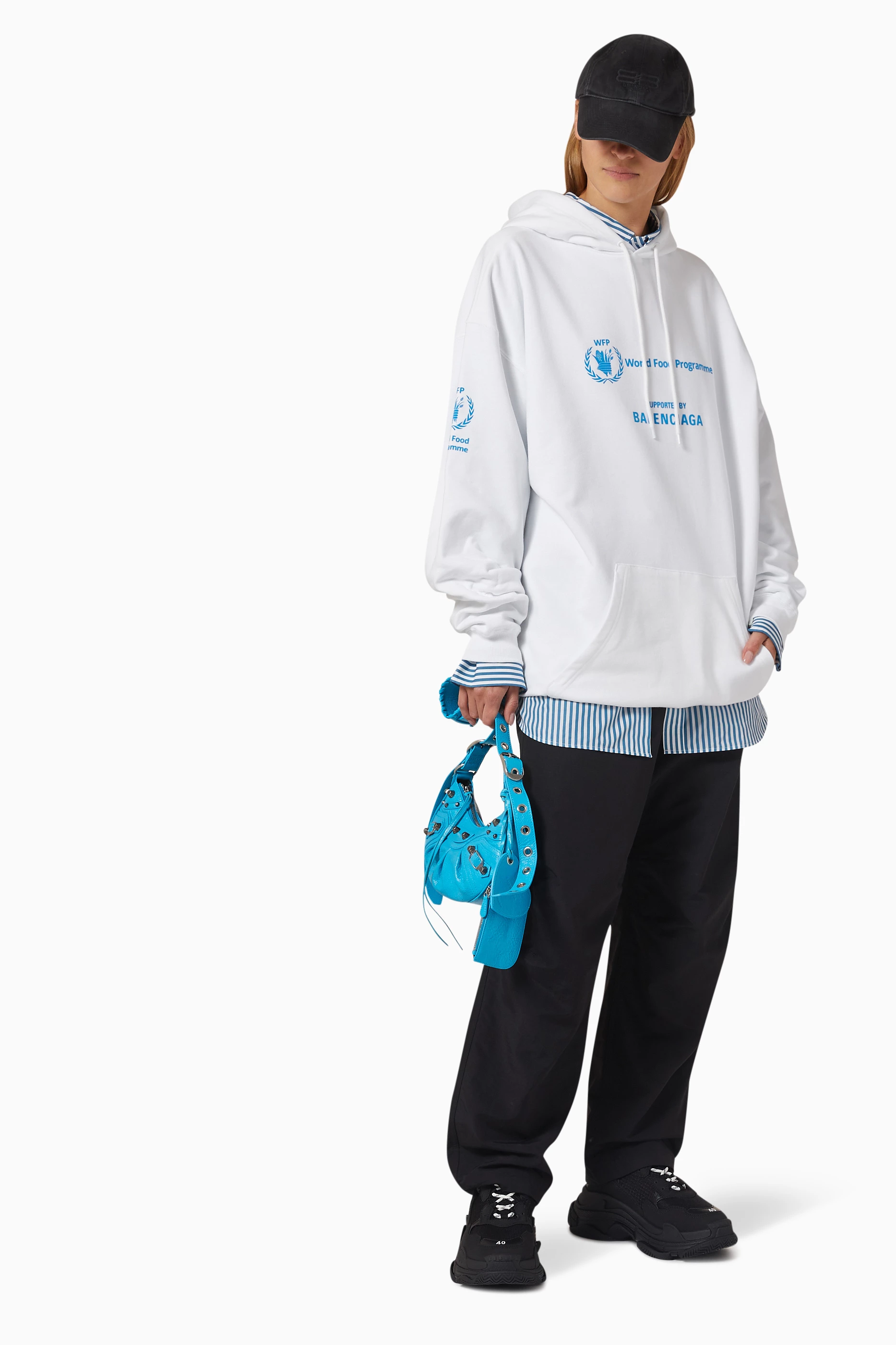 Buy Balenciaga White WFP Medium Fit Hoodie in Organic Cotton