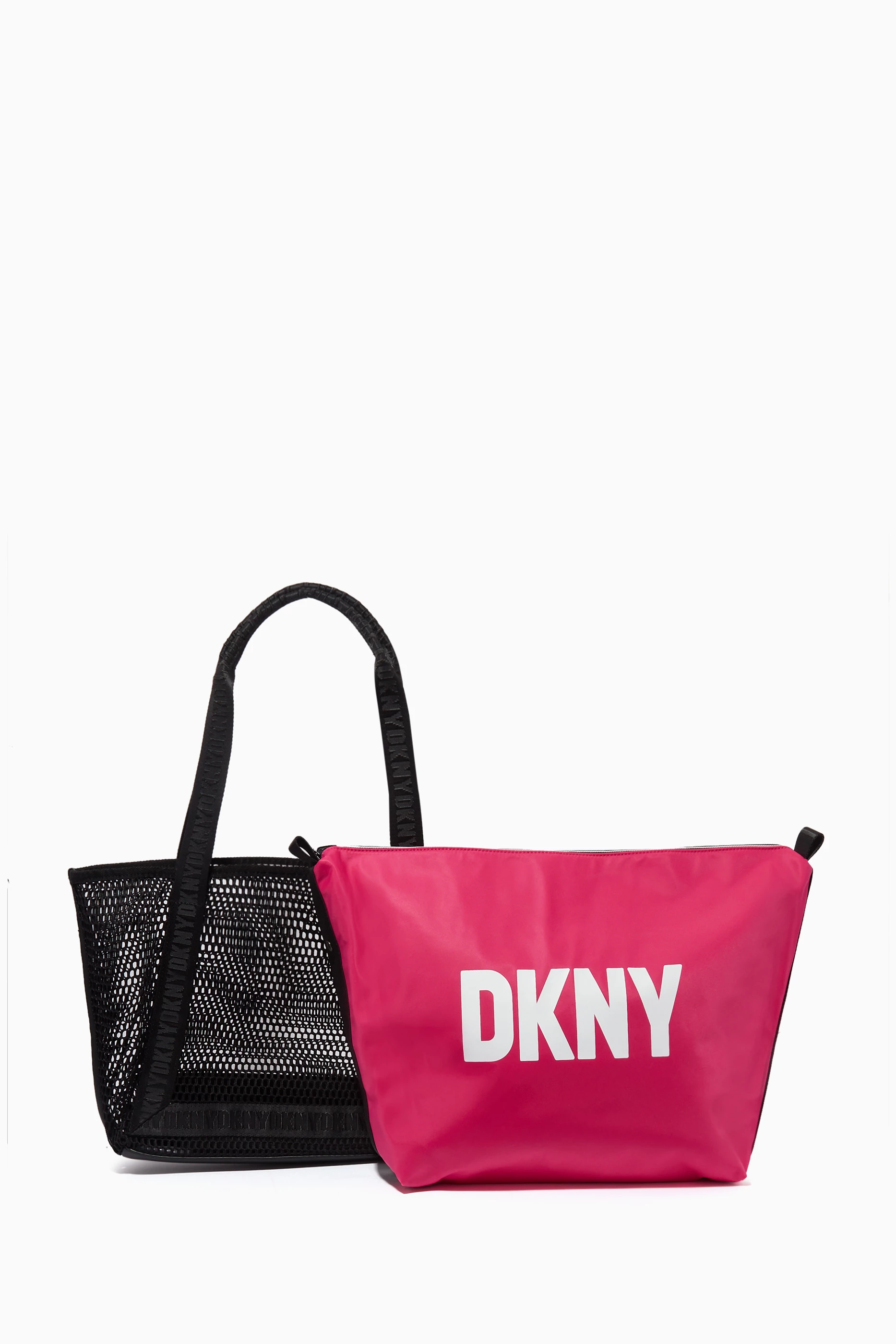 Buy DKNY Black Logo Tote Bag in Mesh For Girls Online Ounass Saudi
