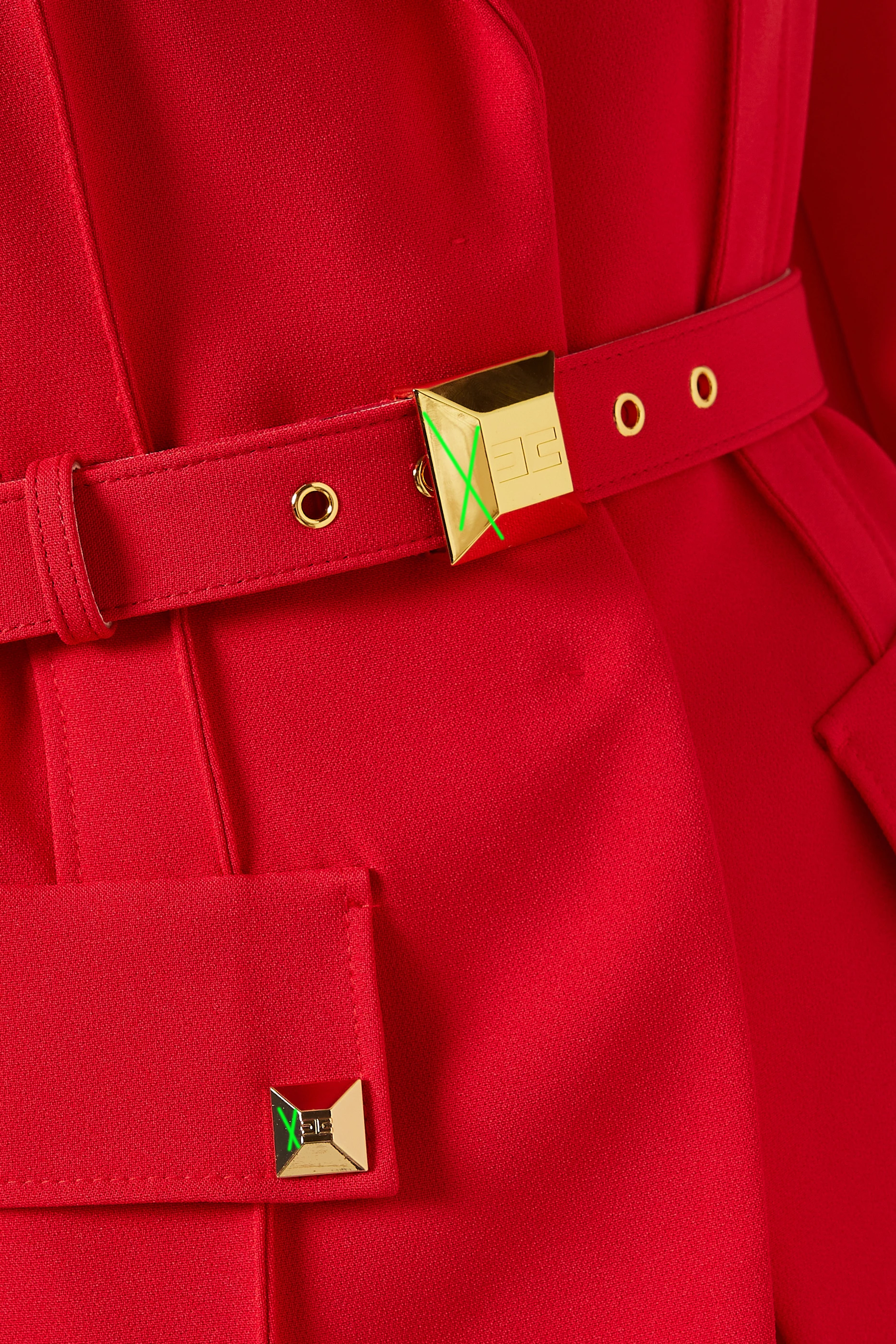 Buy Elisabetta Franchi Red Belted Blazer in Crepe For Women