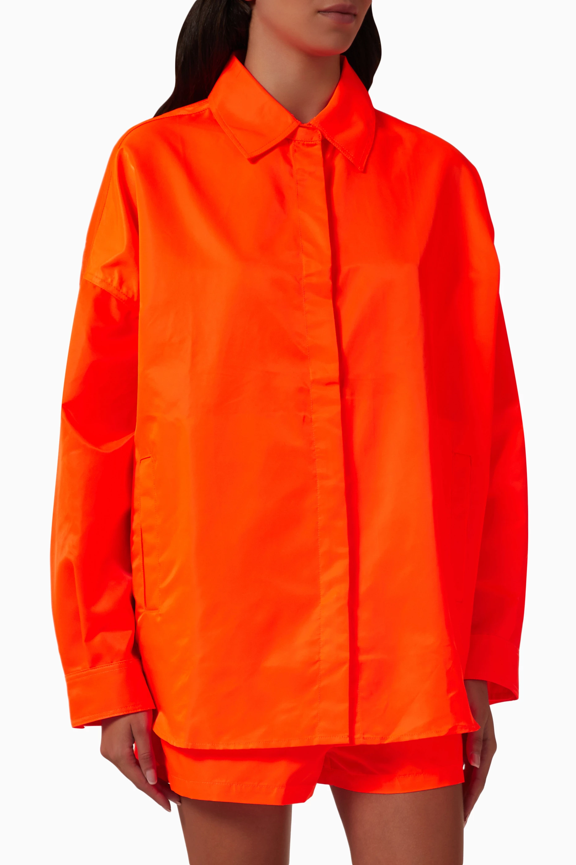 Buy The Frankie Shop Orange Perla Oversized Shirt Jacket For