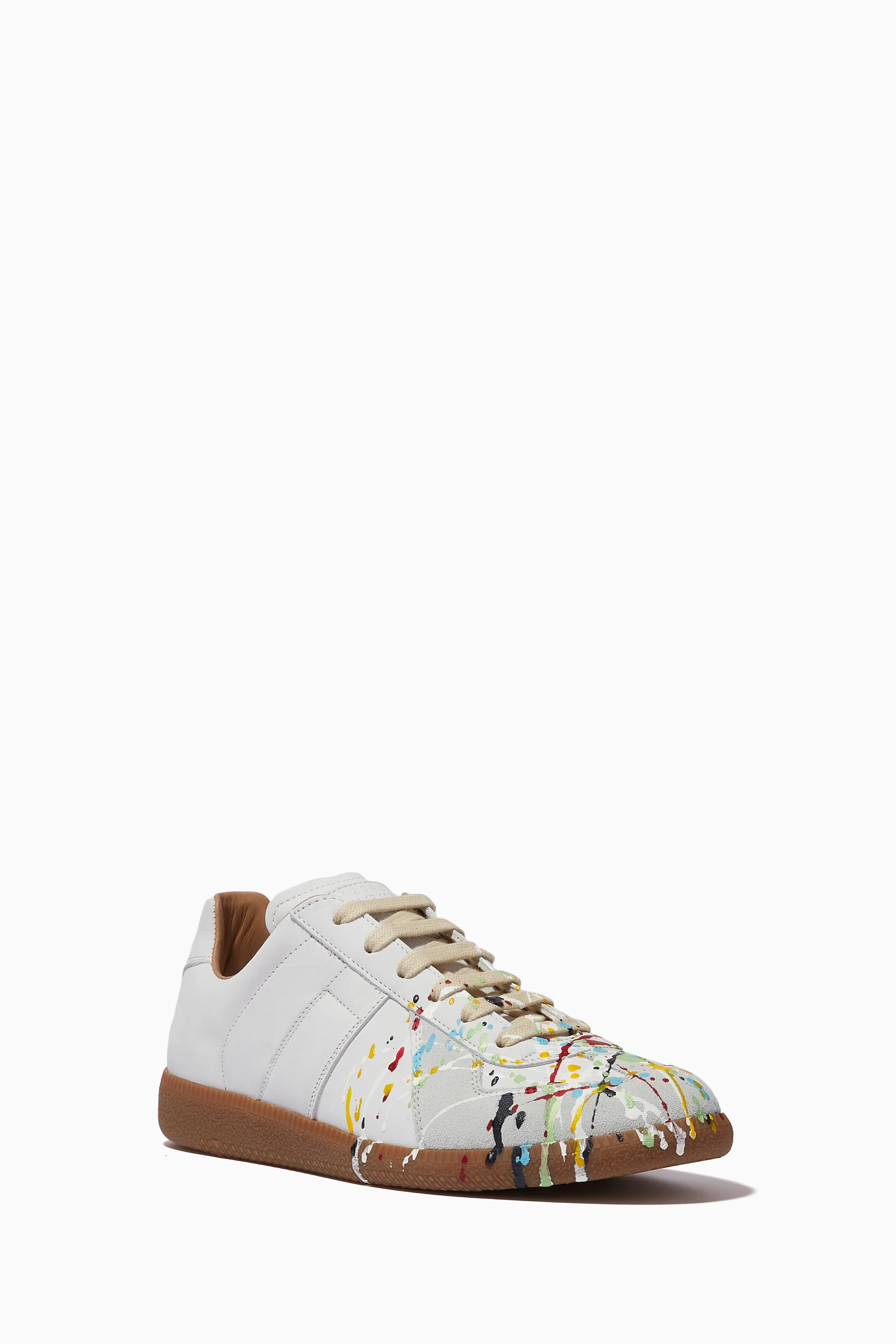 Buy Maison Margiela White Replica Paint Splatter Sneakers in Suede For Women Online Ounass Saudi