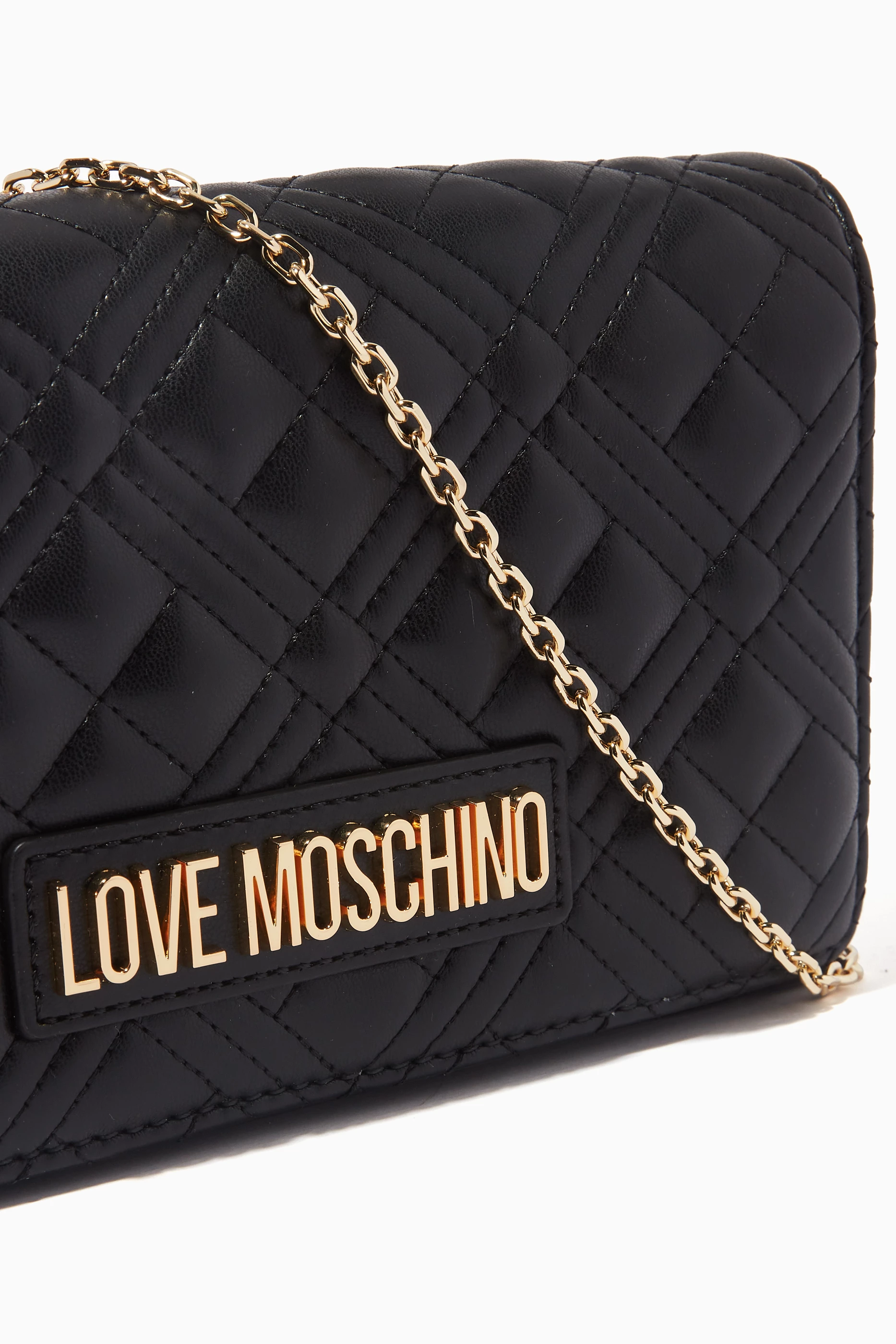Love moschino quilted crossbody bag black discount