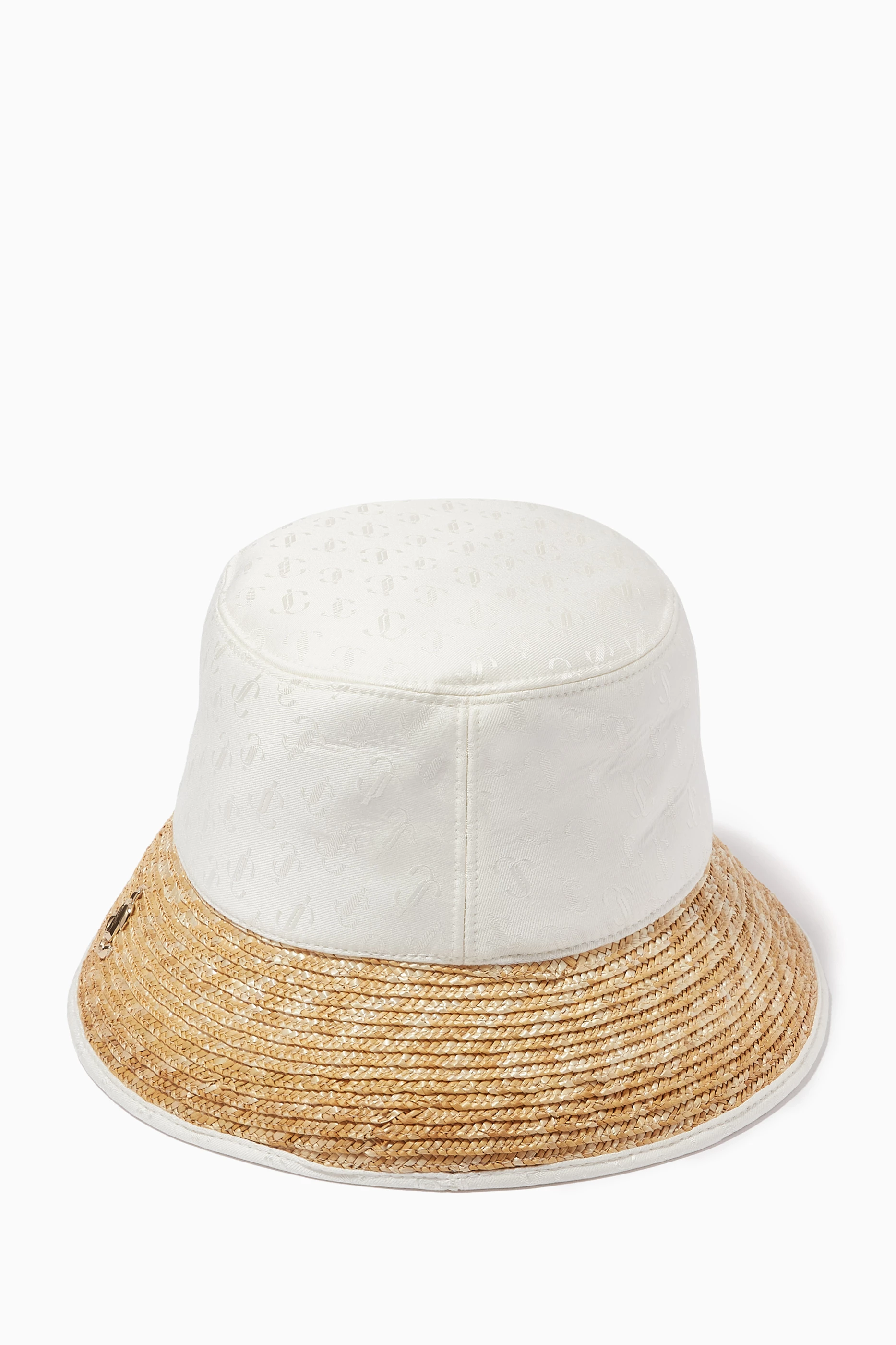 Buy Jimmy Choo White Renata Bucket Hat in JC Monogram Jacquard Silk, Modal  & Raffia For Women Online | Ounass Saudi