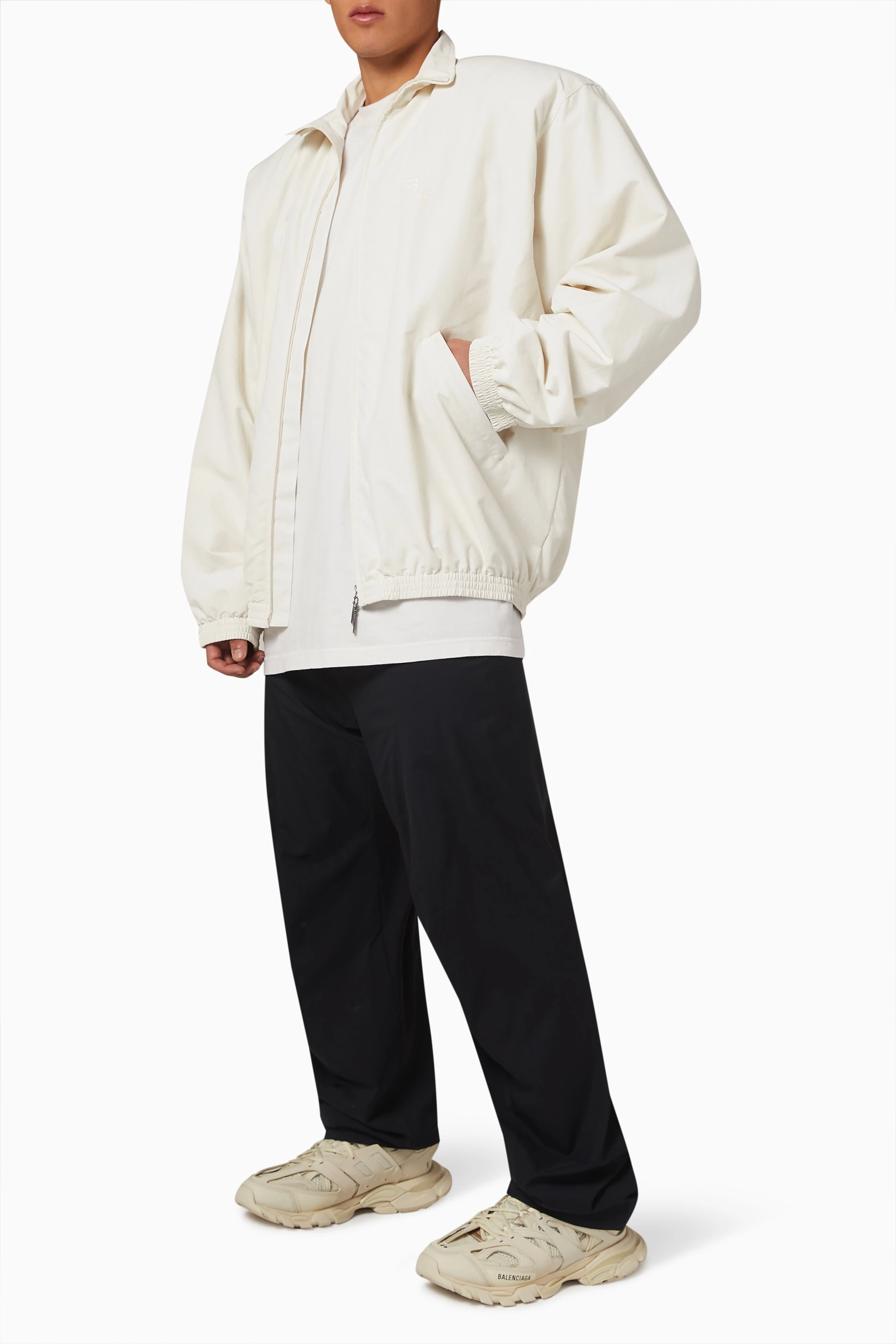 Buy Balenciaga White Sporty B Tracksuit Jacket in Nylon For UNISEX