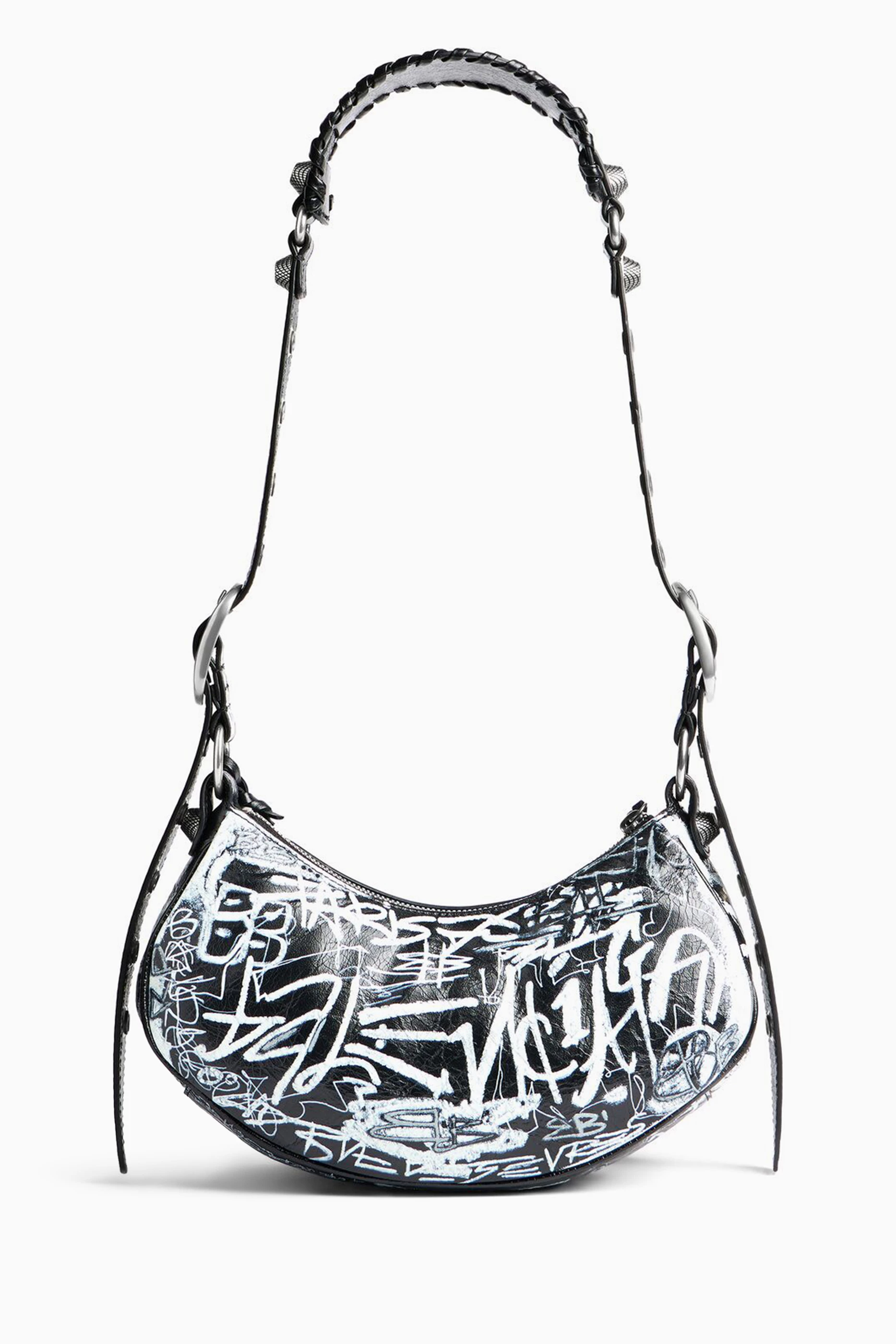 Buy Balenciaga Black Le Cagole XS Graffiti Shoulder Bag in Arena Lambskin For Women Online Ounass Saudi