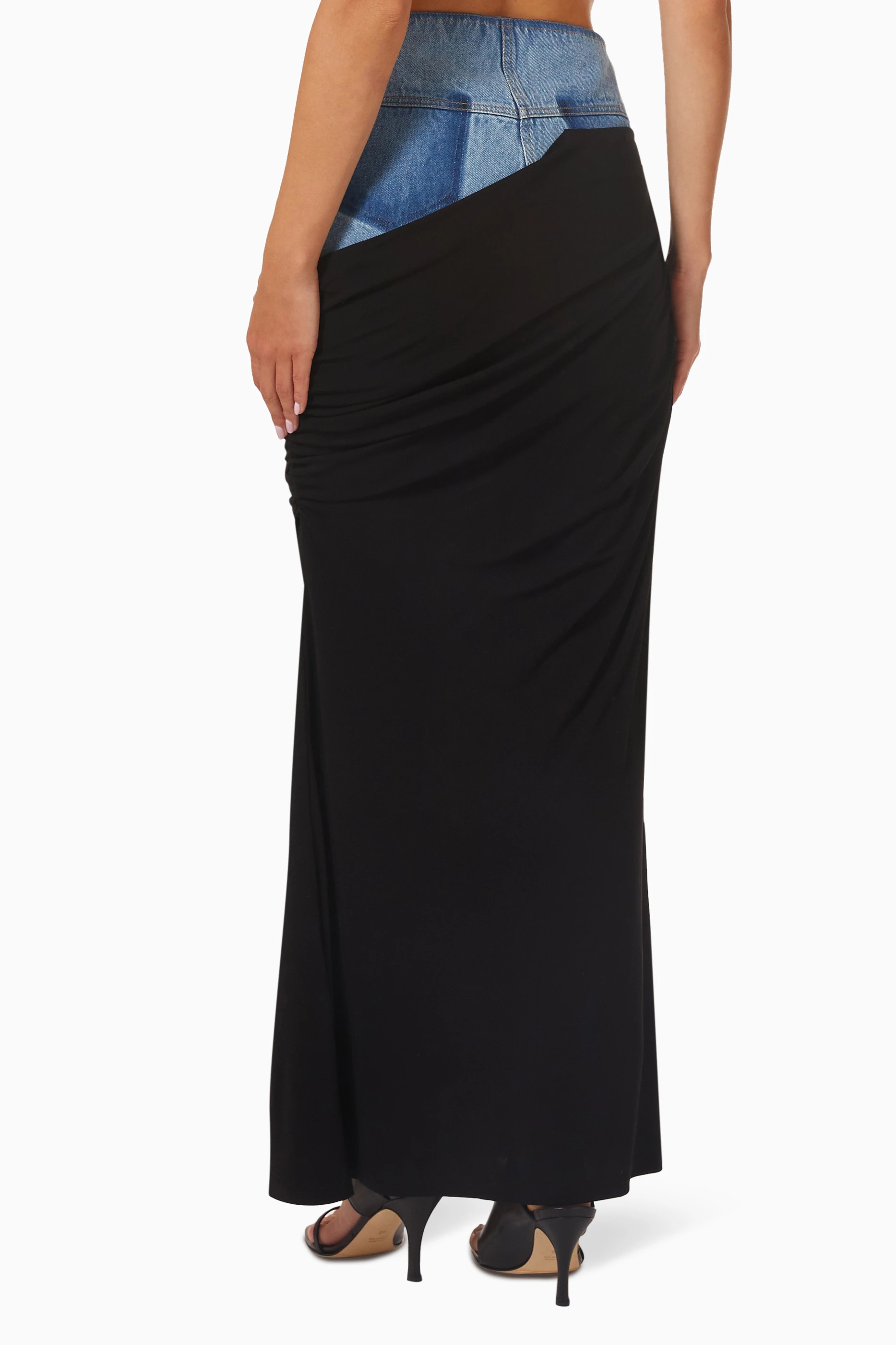 Buy Christopher Esber Blue Wrapped Column Maxi Skirt in