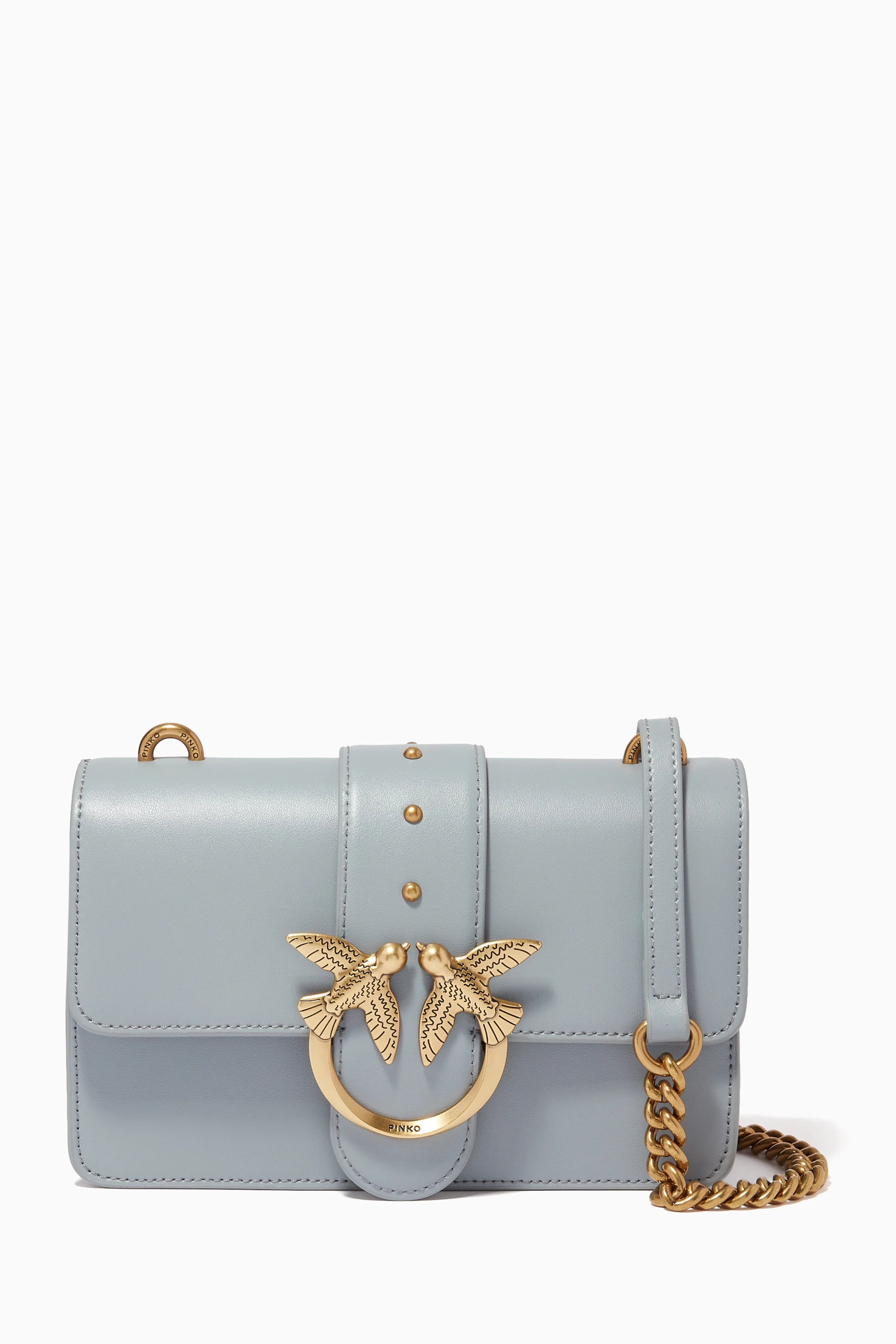Buy PINKO Grey Mini Love Icon Bag in Leather For Women Online Ounass Saudi
