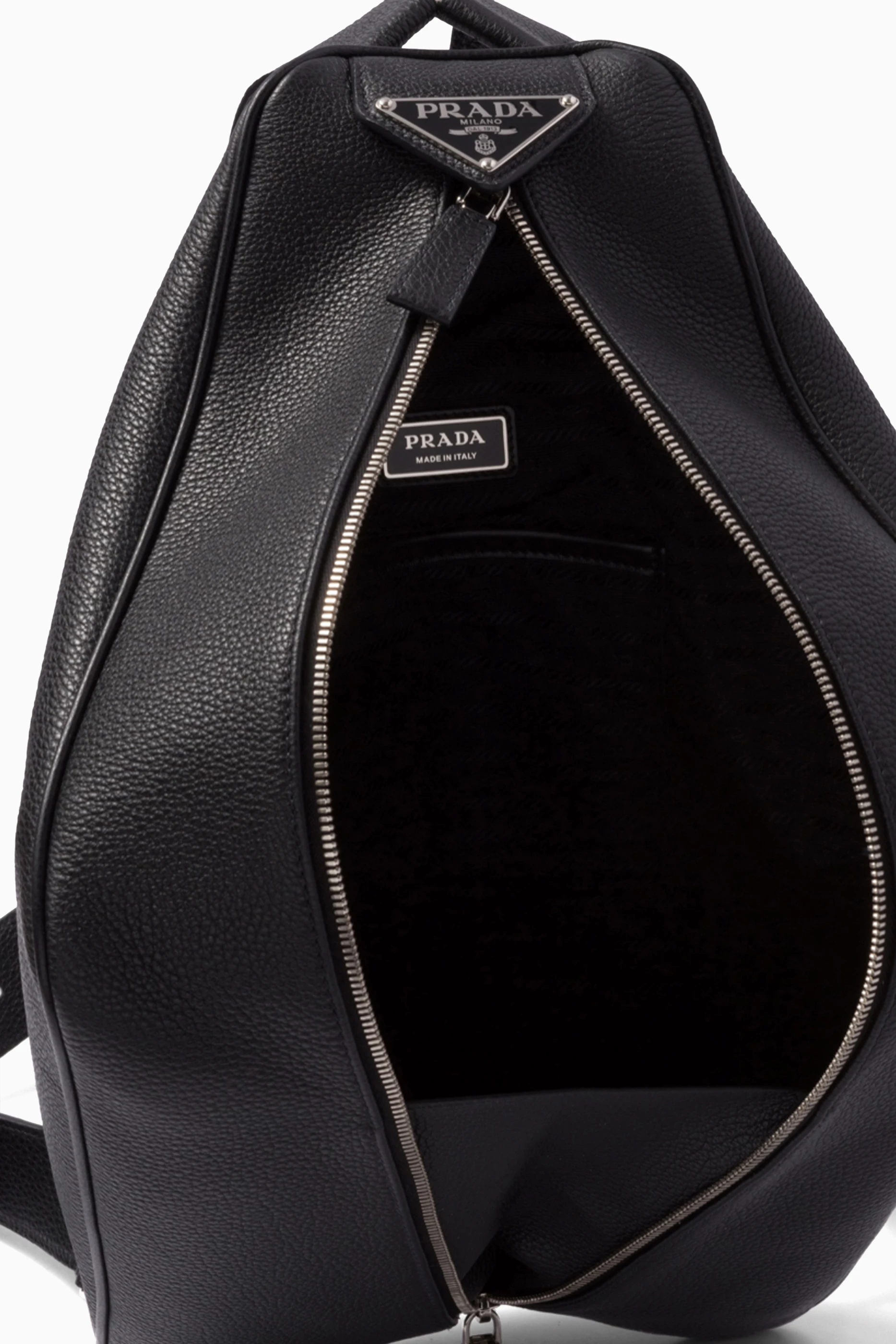 Buy Prada Black Triangle Backpack in Leather For Men Online