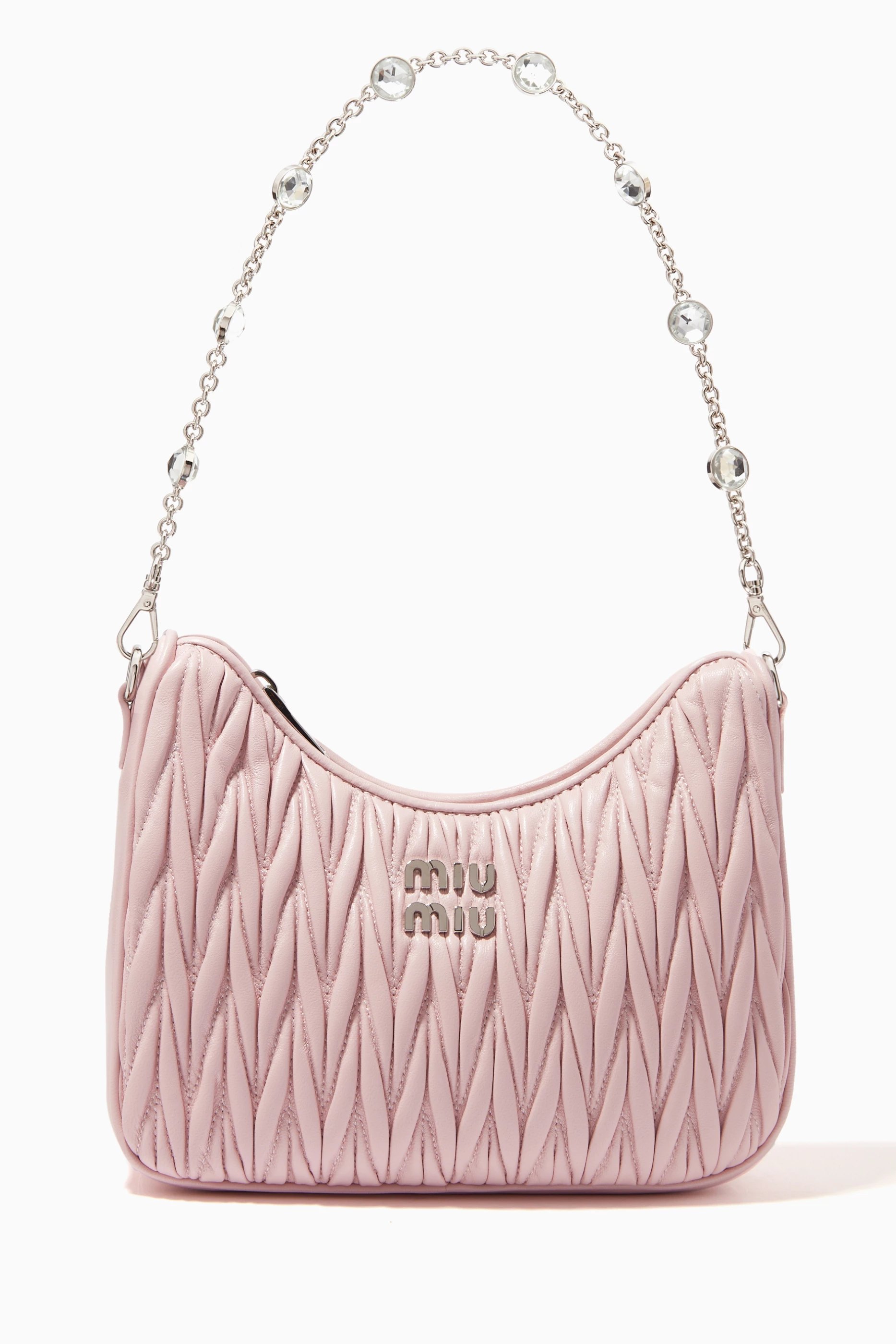 【送料&関税込】Miu Miu Powder Pink Nappa Leather Handbag Miu Miu Powder Pink Nappa Leather Wander Handbag | italist