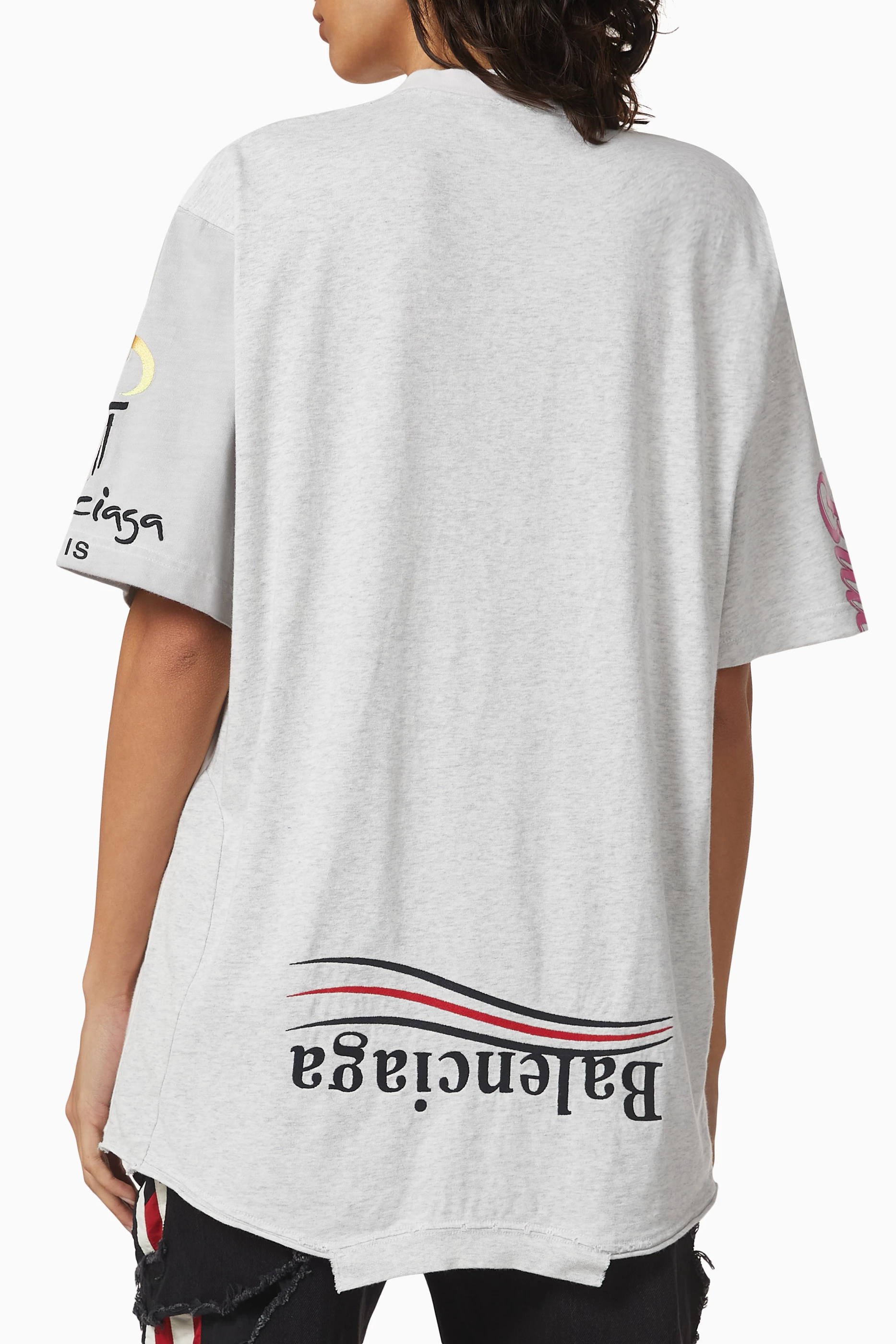 【BALENCIAGA】UPSIDE DOWN Tシャツ OVERSIZED ホワイト Upside Down T-Shirt in White Balenciaga