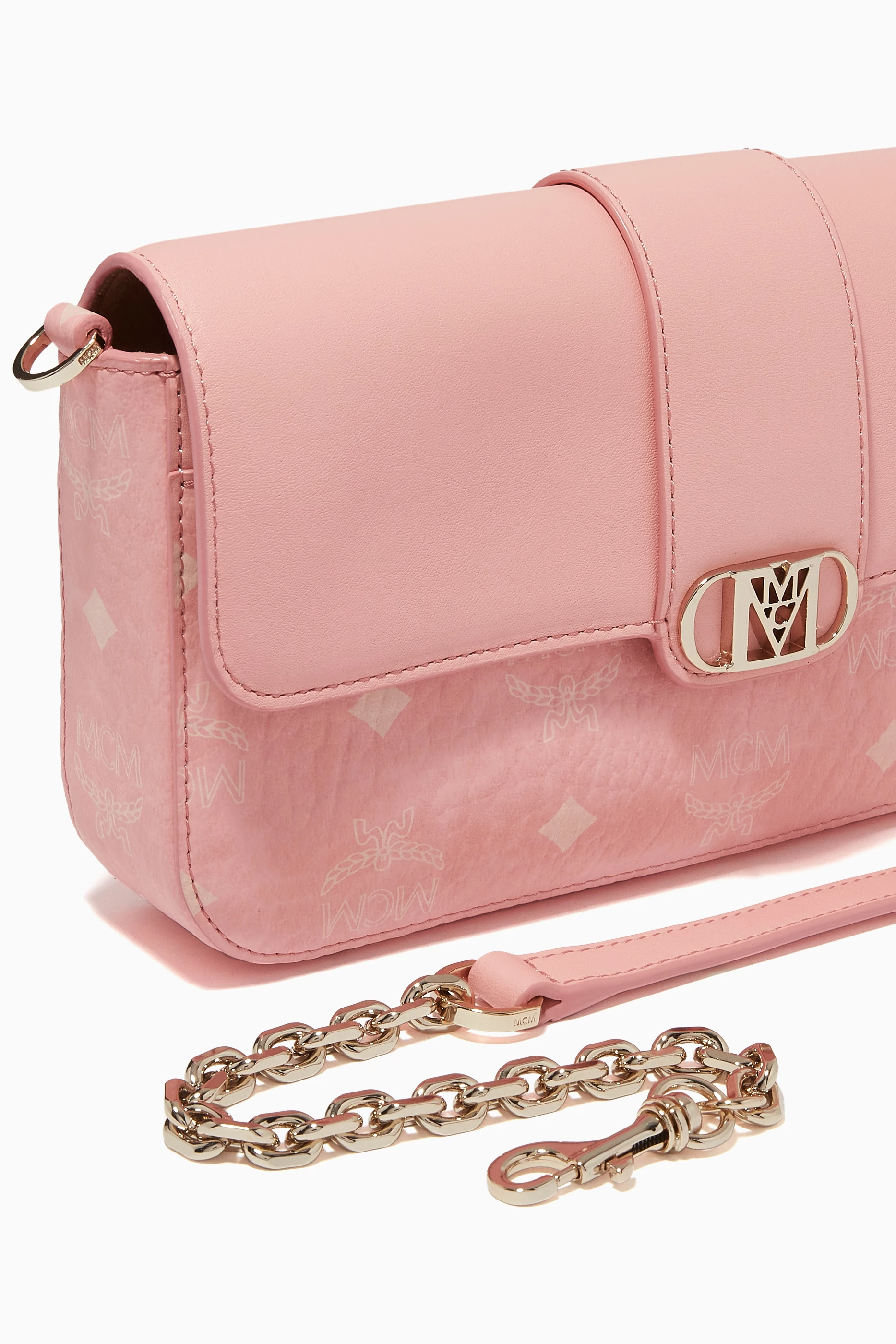 Buy MCM Pink Mode Travia Small Shoulder Bag in Visetos Leather Mix For Women Online Ounass Saudi