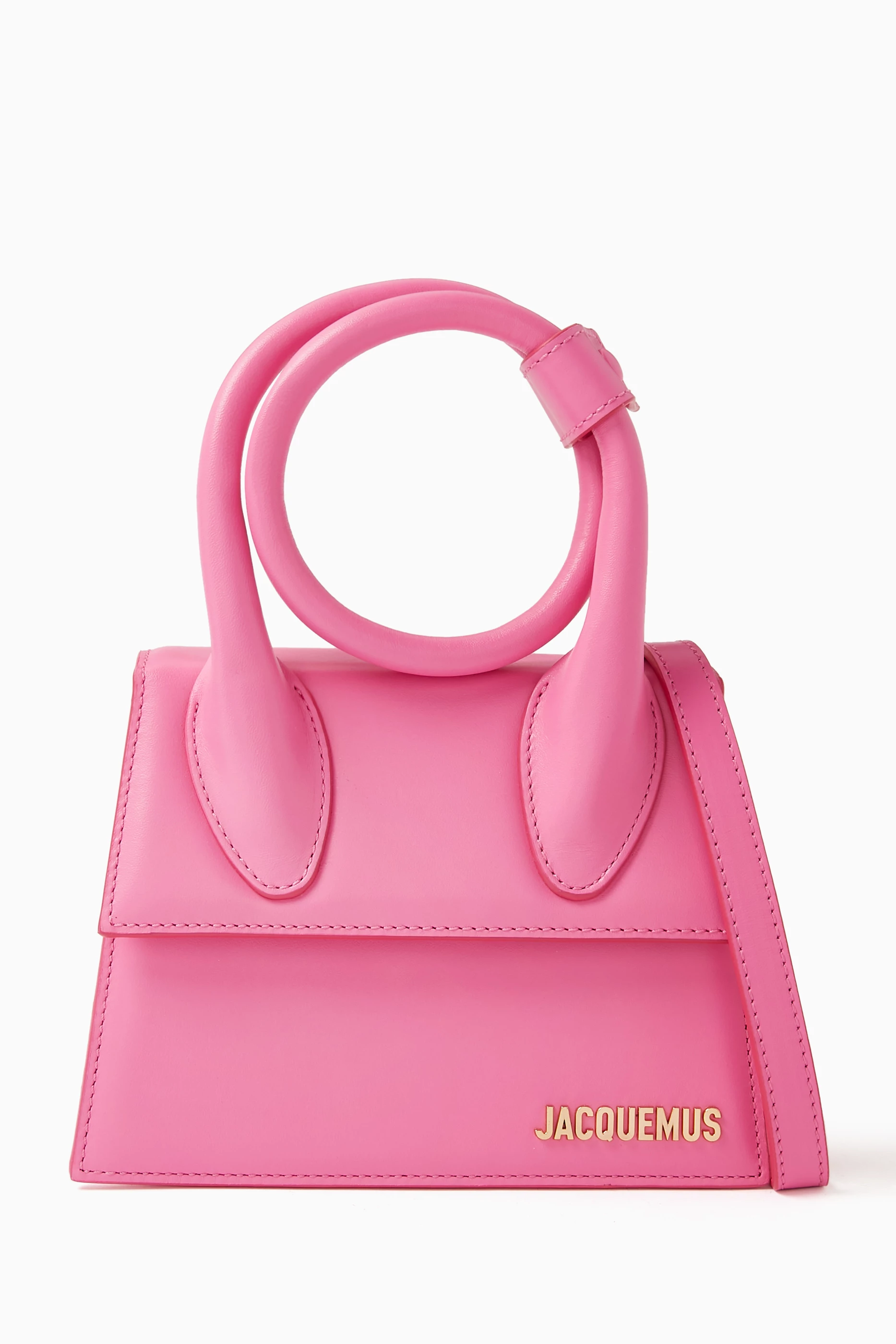 Buy Jacquemus Pink Le Chiquito Noeud Shoulder Bag in Smooth