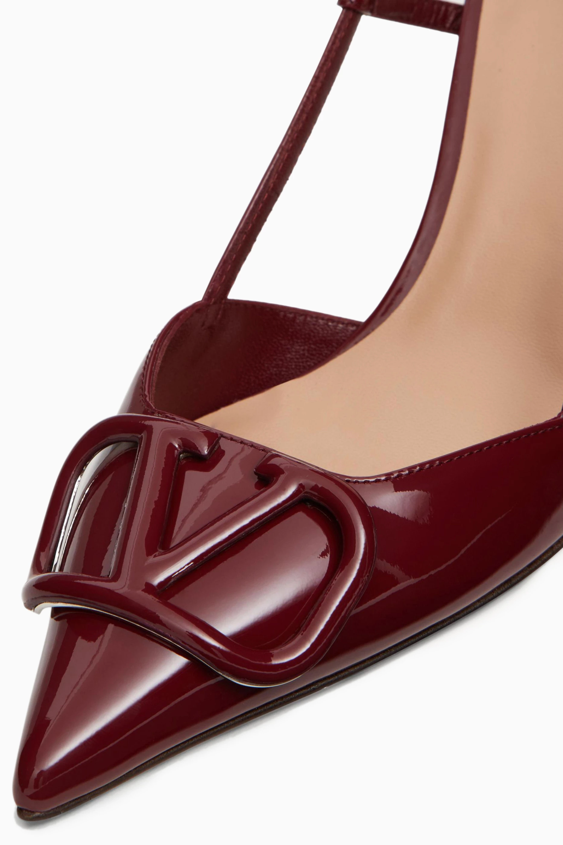 Buy Valentino Garavani Burgundy Valentino Garavani VLogo Slingback - Main Image