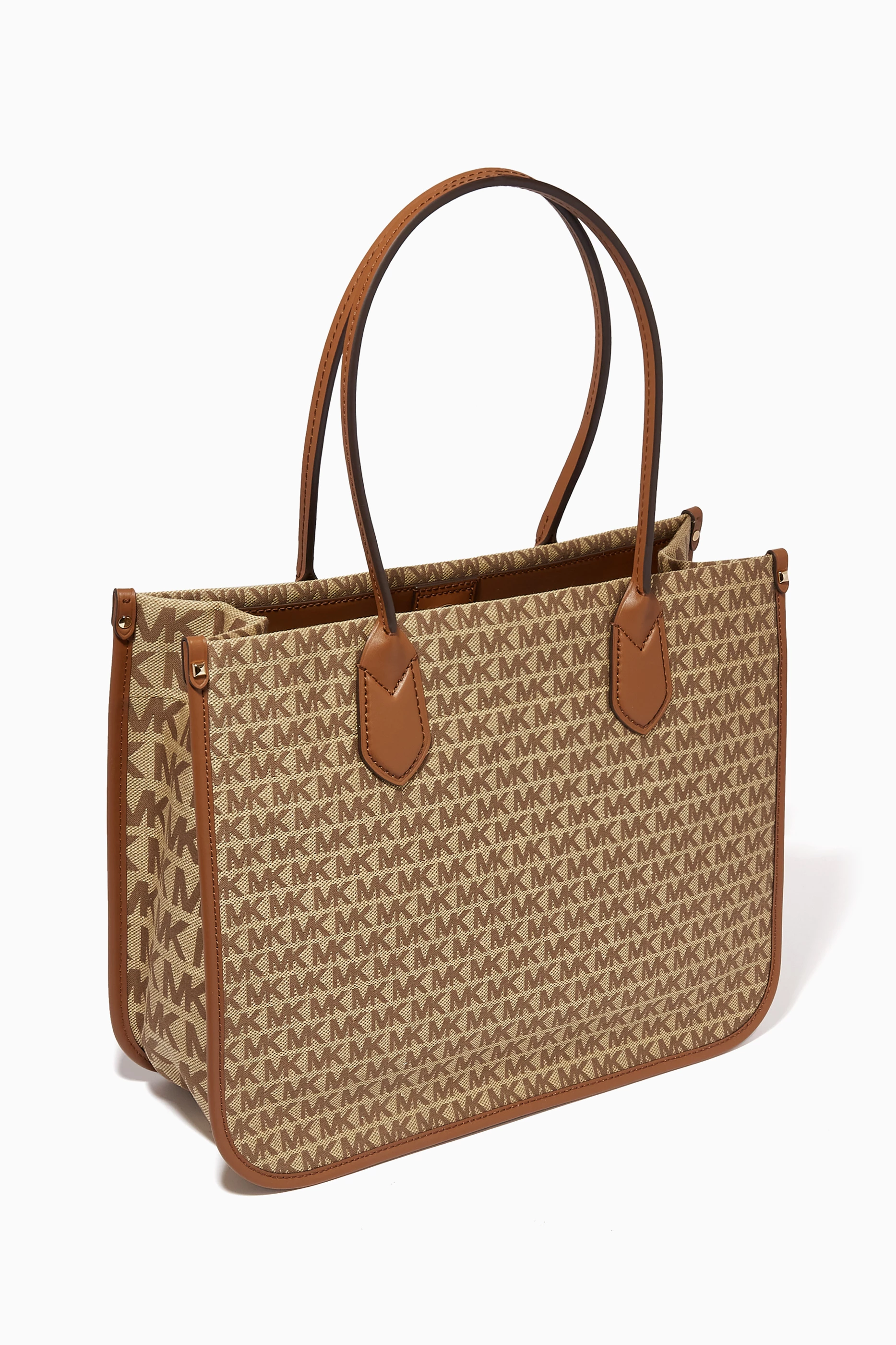 Buy Michael Kors Neutral Large Heidi Tote Bag in Logo Jacquard For