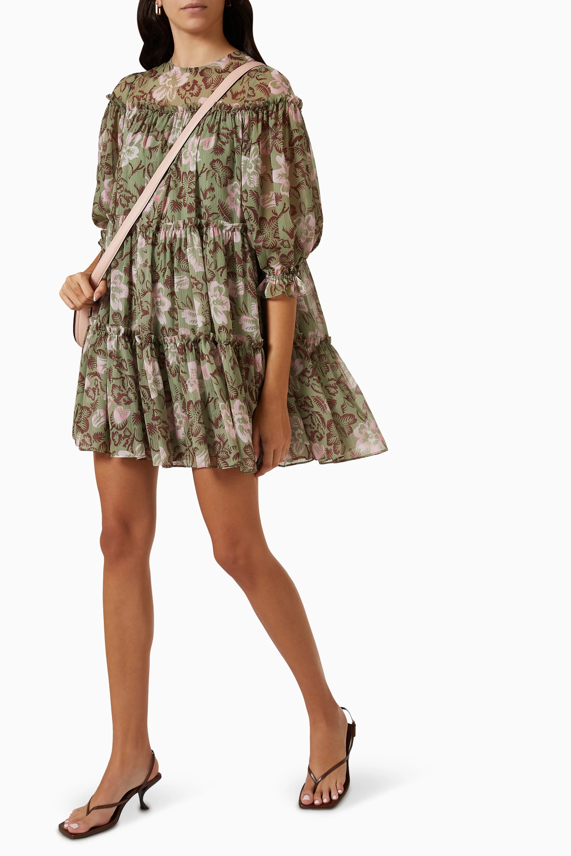 Buy Ted Baker Green Bunnoo Tiered Swing Dress For Women Online Ounass Saudi