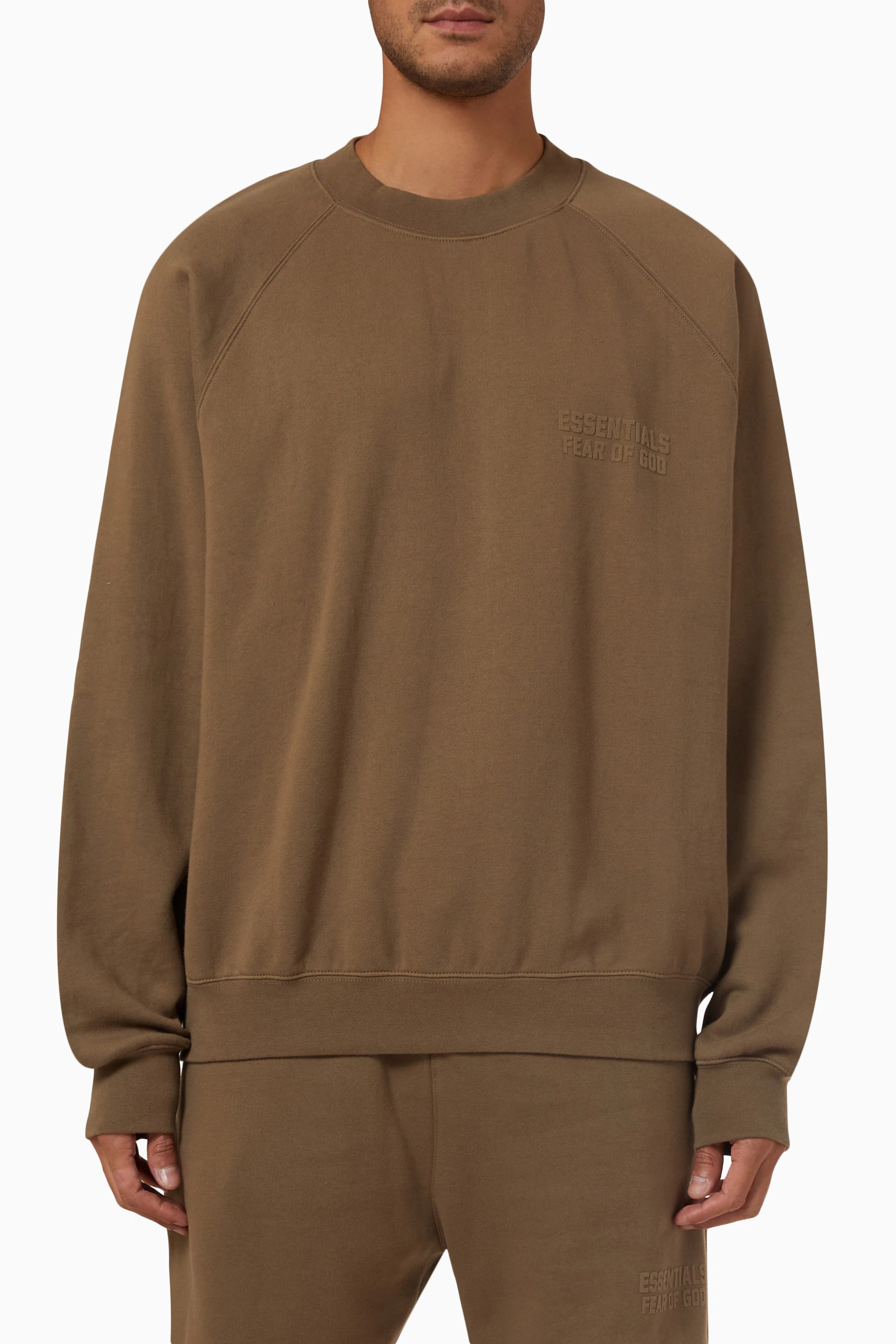 Buy Fear of God Essentials Brown Crew neck Sweatshirt in Fleece For Men Online Ounass Saudi