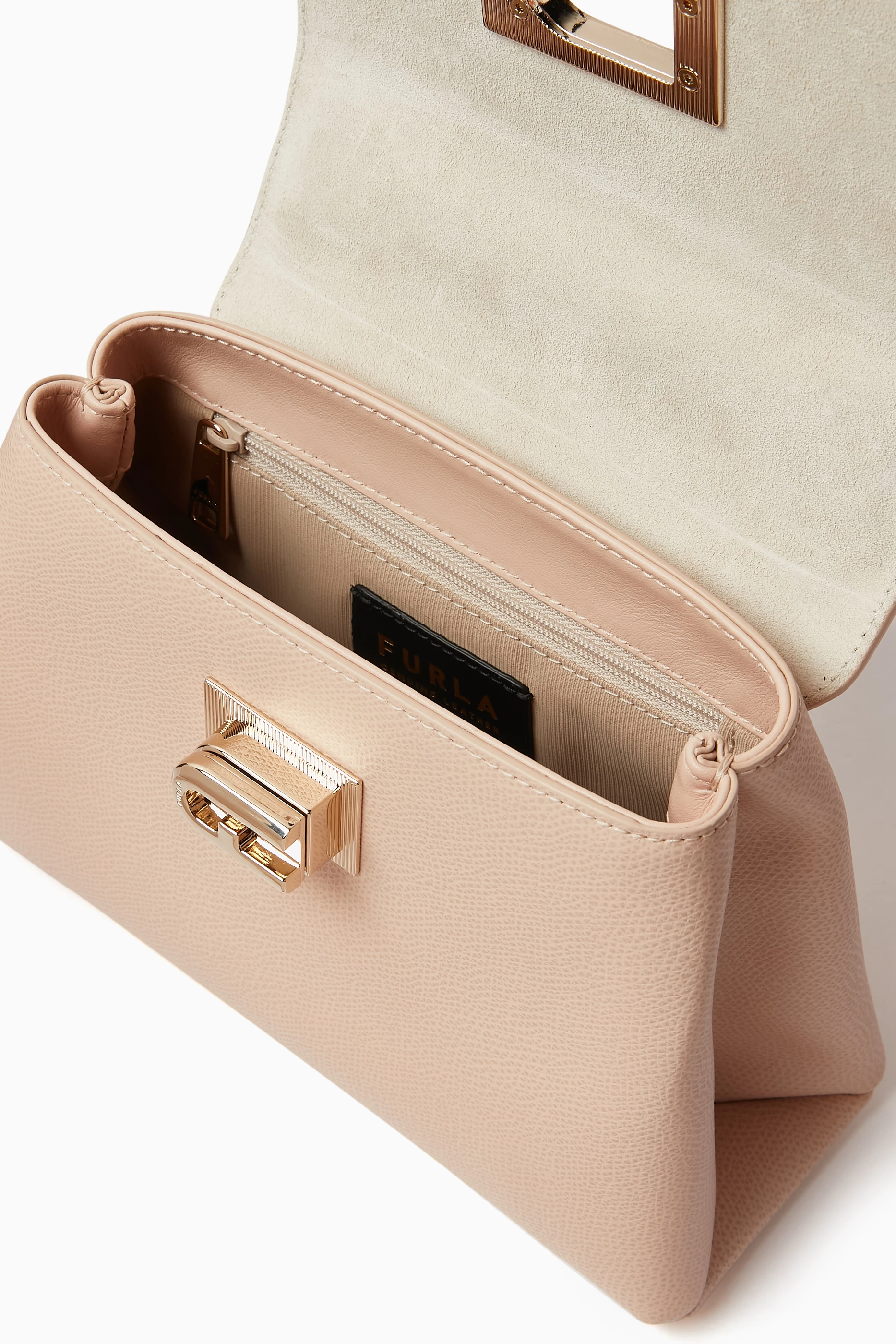 Buy Furla Pink 1927 Mini Top Handle Bag in Grained Leather