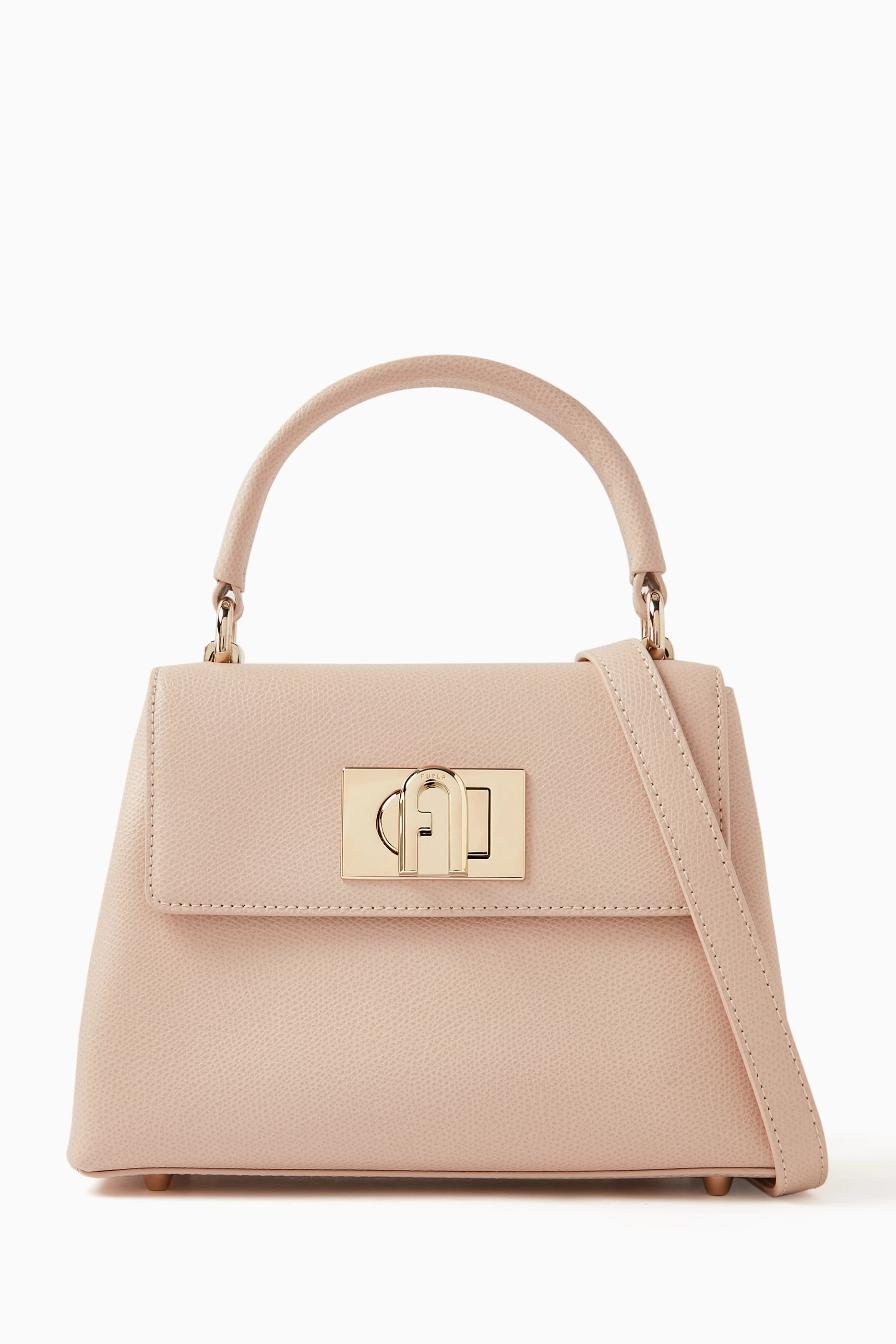 Buy Furla Pink 1927 Mini Top Handle Bag in Grained Leather