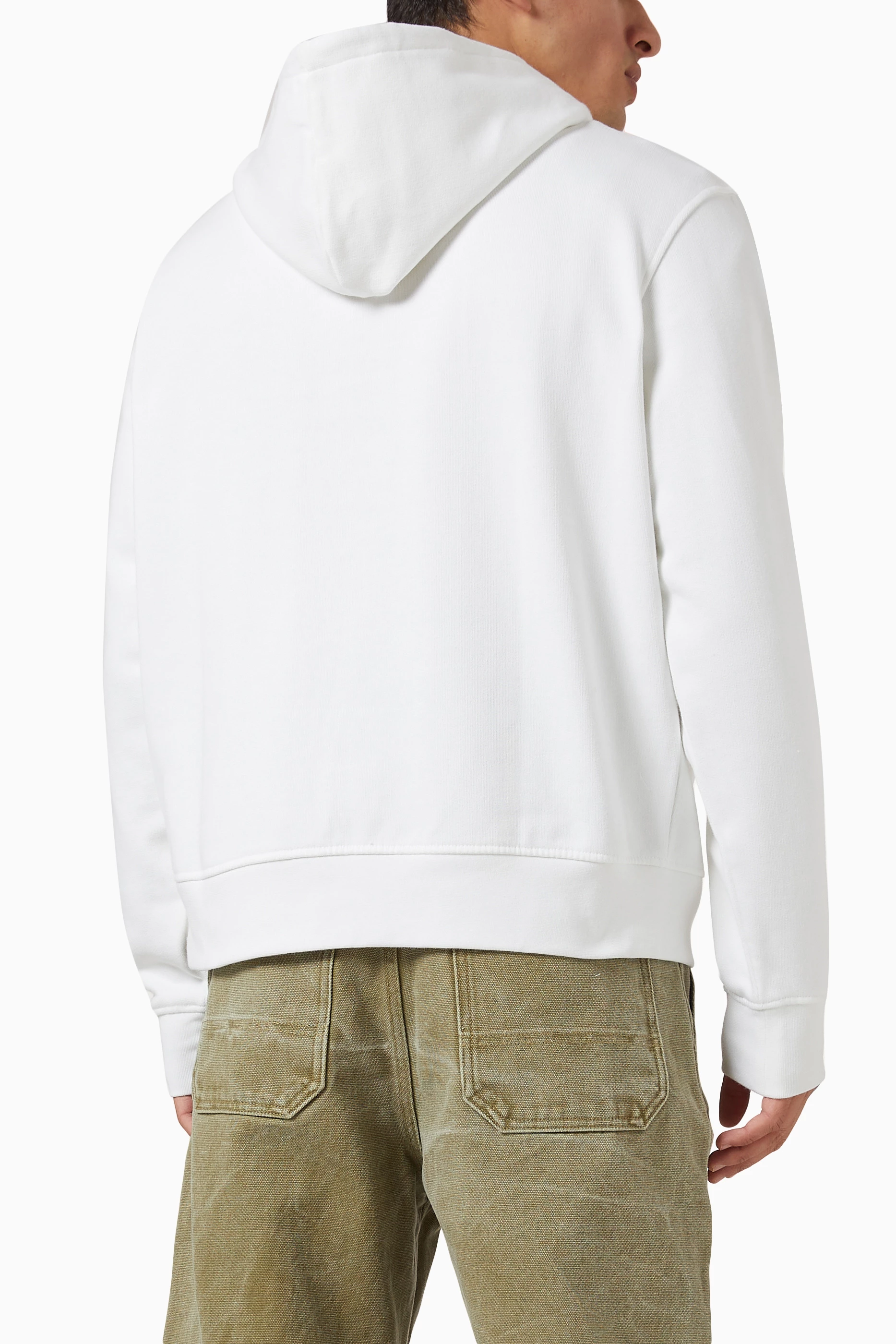 Buy Jacquemus White Embroidered Logo Hoodie in Organic Cotton For