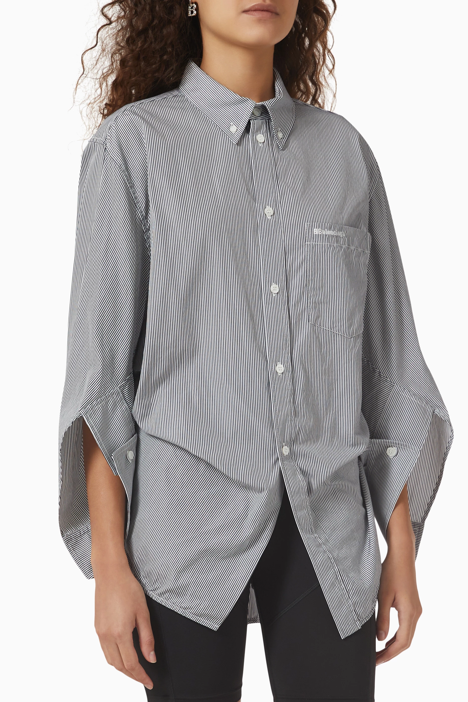 Buy Balenciaga Black BB Corp Swing Twisted Shirt in Striped