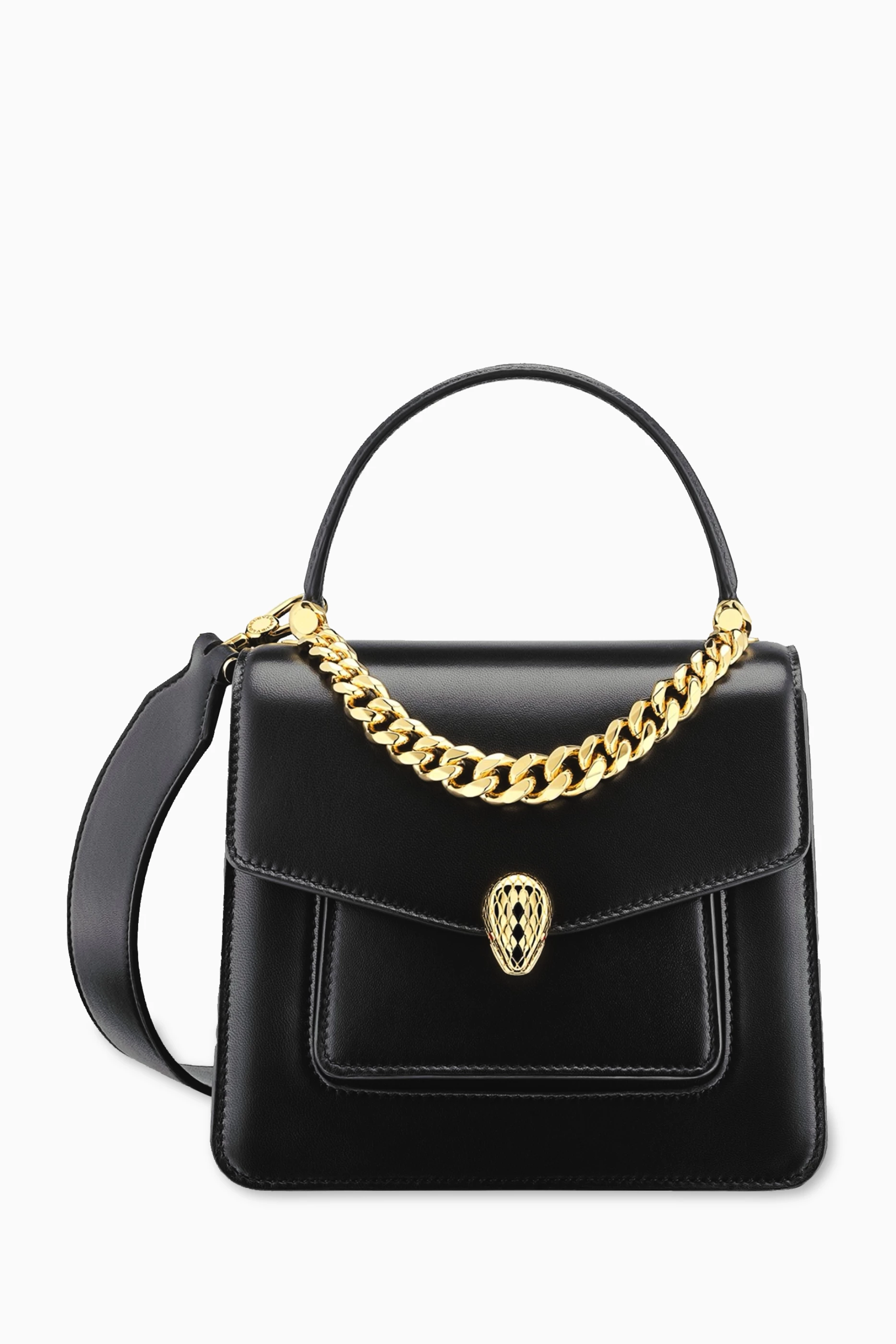 Buy BVLGARI Black Serpenti Forever Chain Top Handle Bag in Nappa