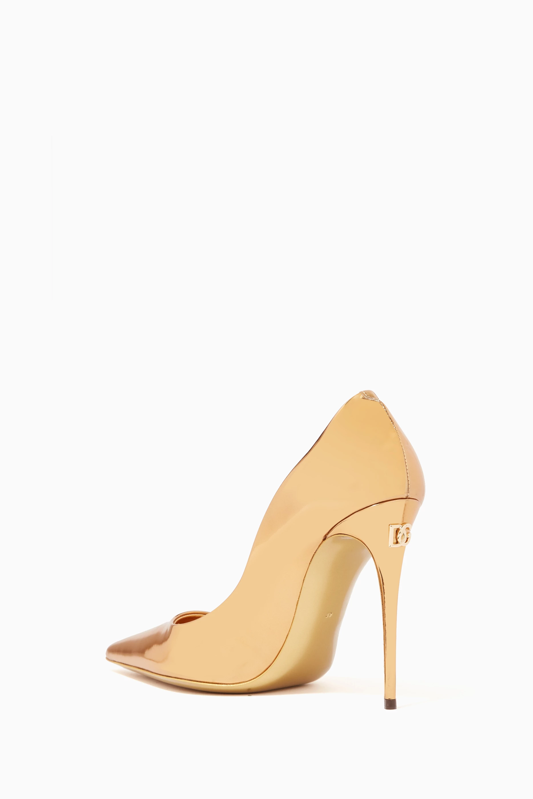 Buy Dolce & Gabbana Gold Lollo 105 Pumps in Mirror Leather